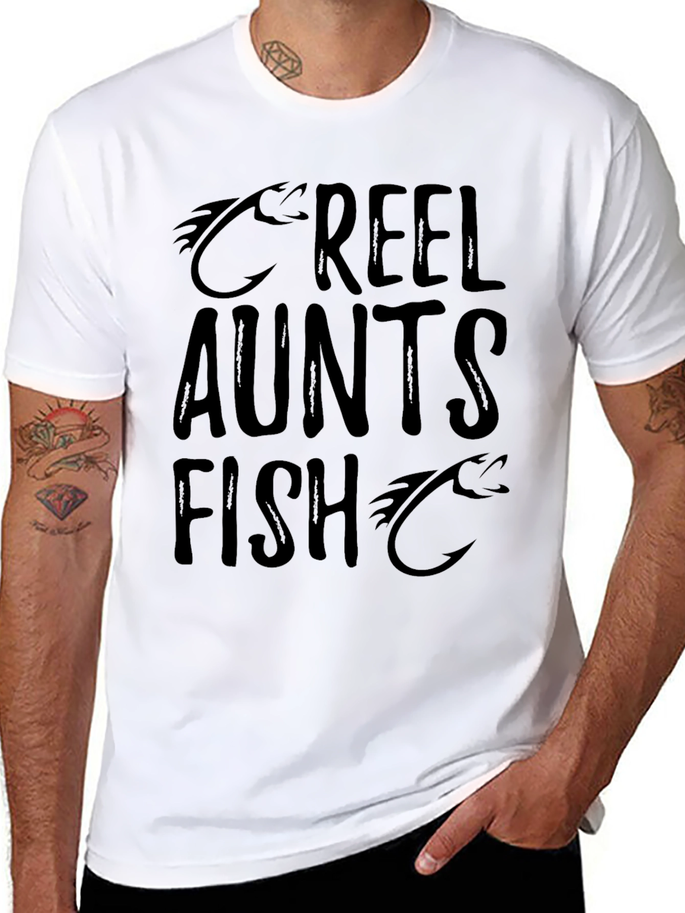 Reel Aunts Fish T-Shirt - Black Fishing Humor