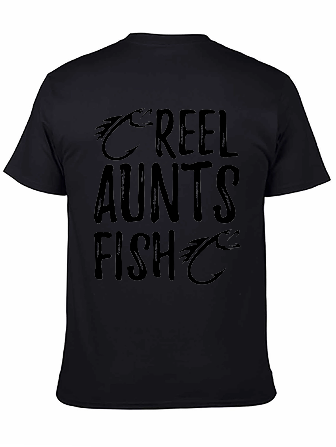 Reel Aunts Fish T-Shirt - Black Fishing Humor