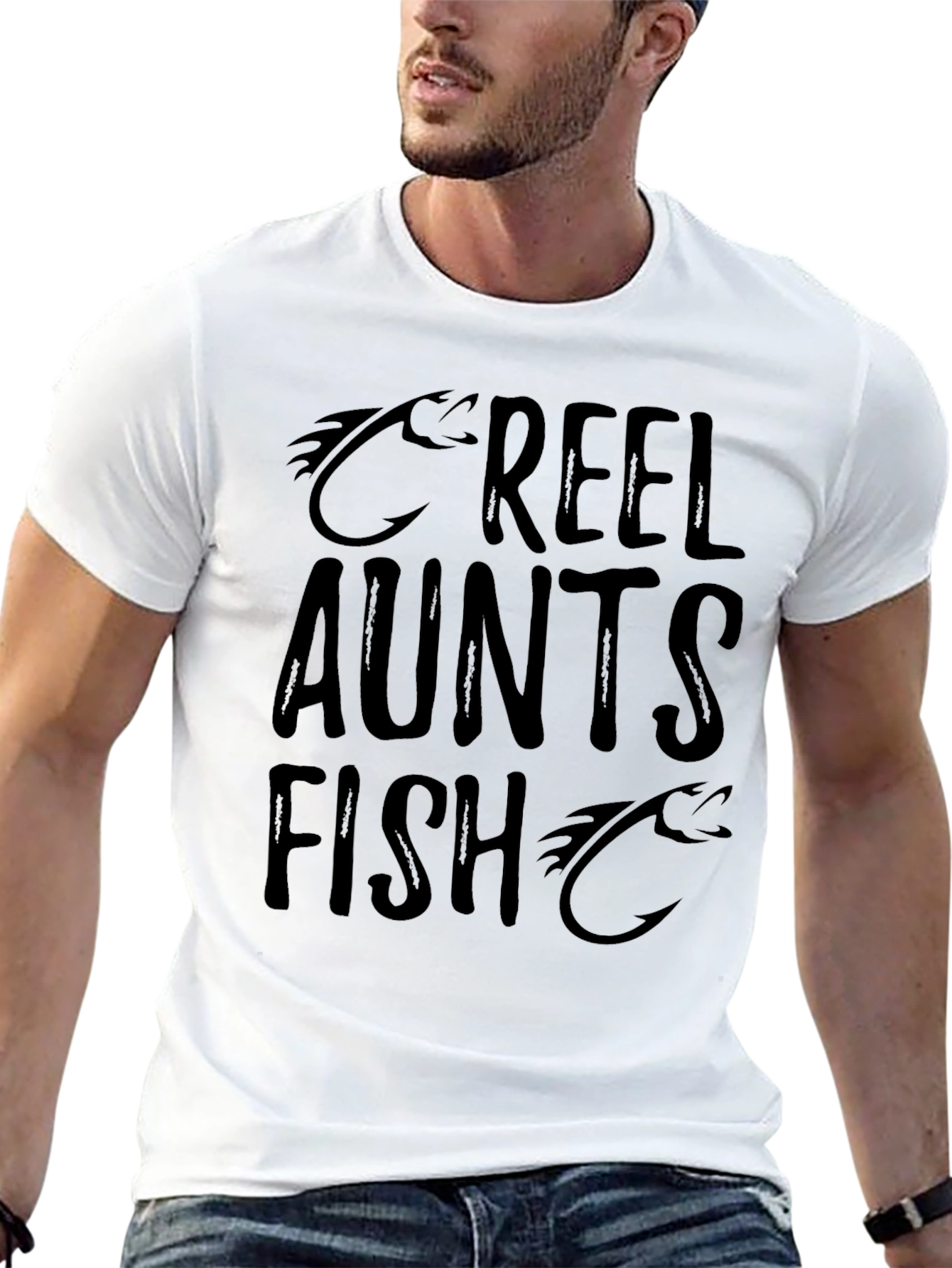 Reel Aunts Fish T-Shirt - Black Fishing Humor