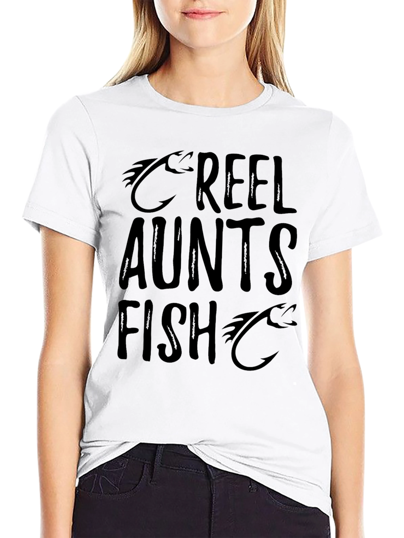 Reel Aunts Fish T-Shirt - Black Fishing Humor