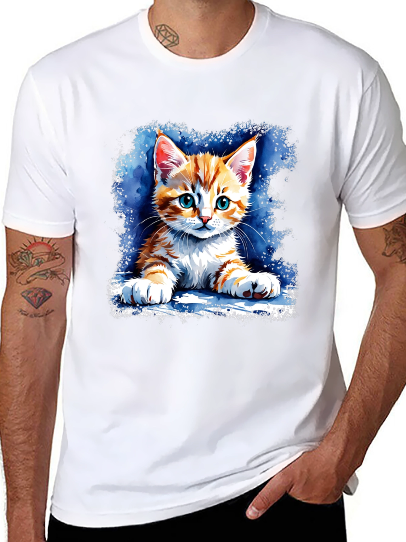 Cute Kitten Graphic Black T-Shirt