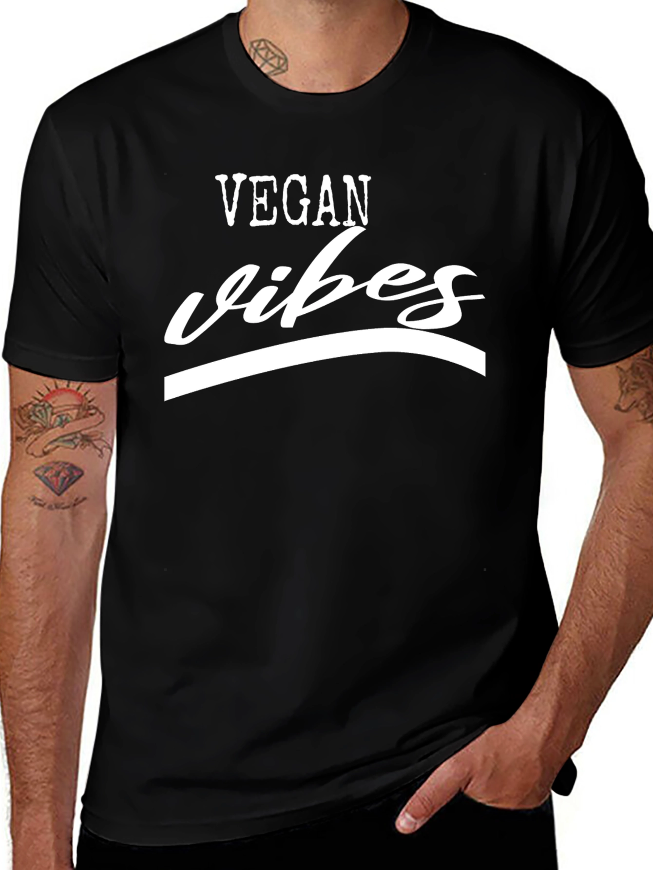 Vegan Vibes Black T-Shirt - Stylish Vegan Apparel