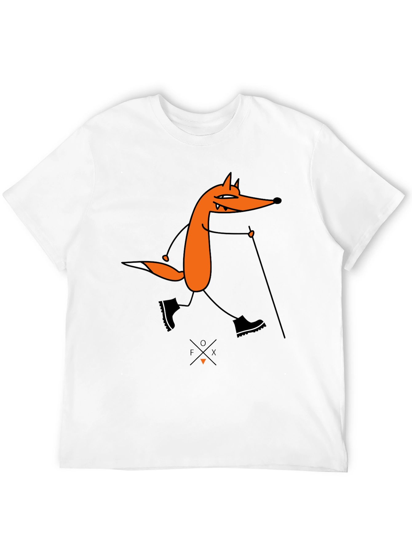Fox Hiking Graphic Tee - Black Cotton T-Shirt