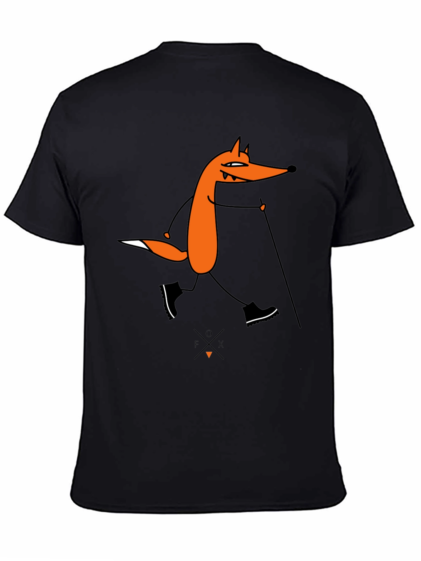 Fox Hiking Graphic Tee - Black Cotton T-Shirt