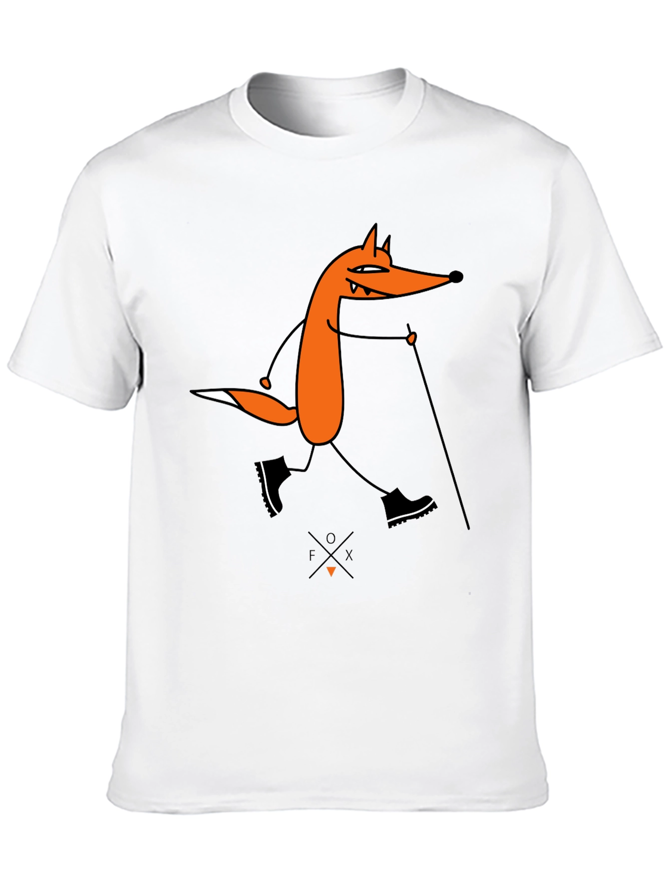 Fox Hiking Graphic Tee - Black Cotton T-Shirt