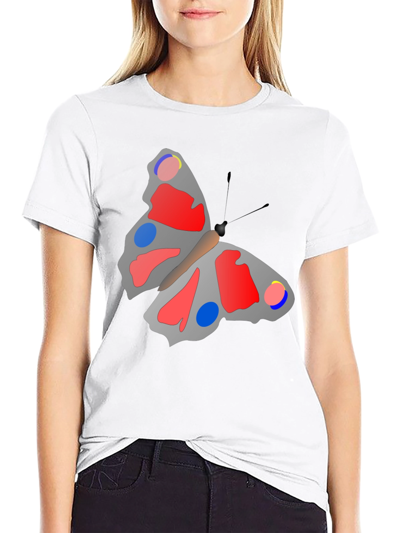 Butterfly Graphic Print Black T-Shirt