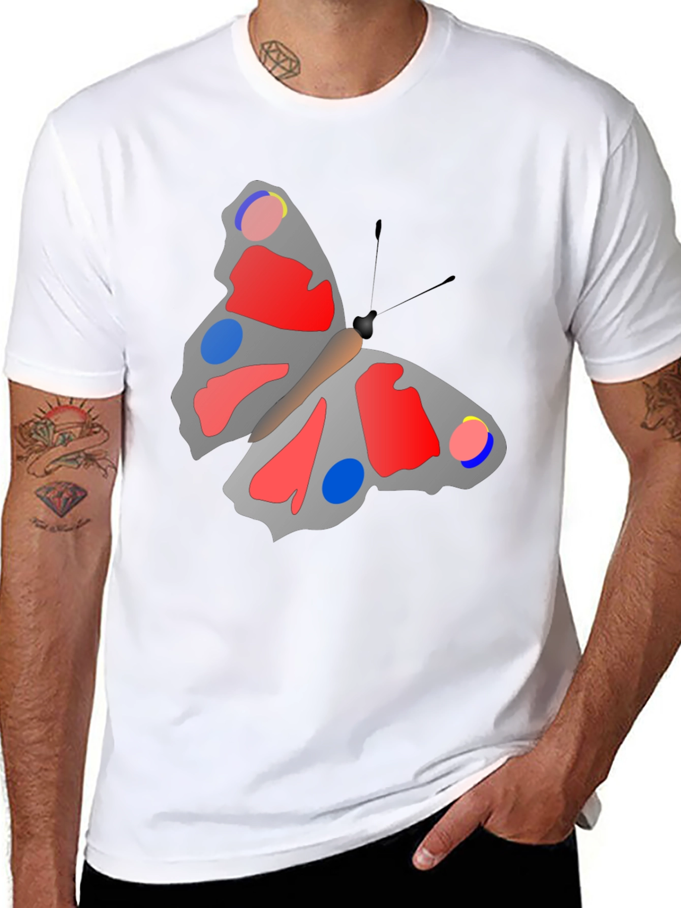 Butterfly Graphic Print Black T-Shirt