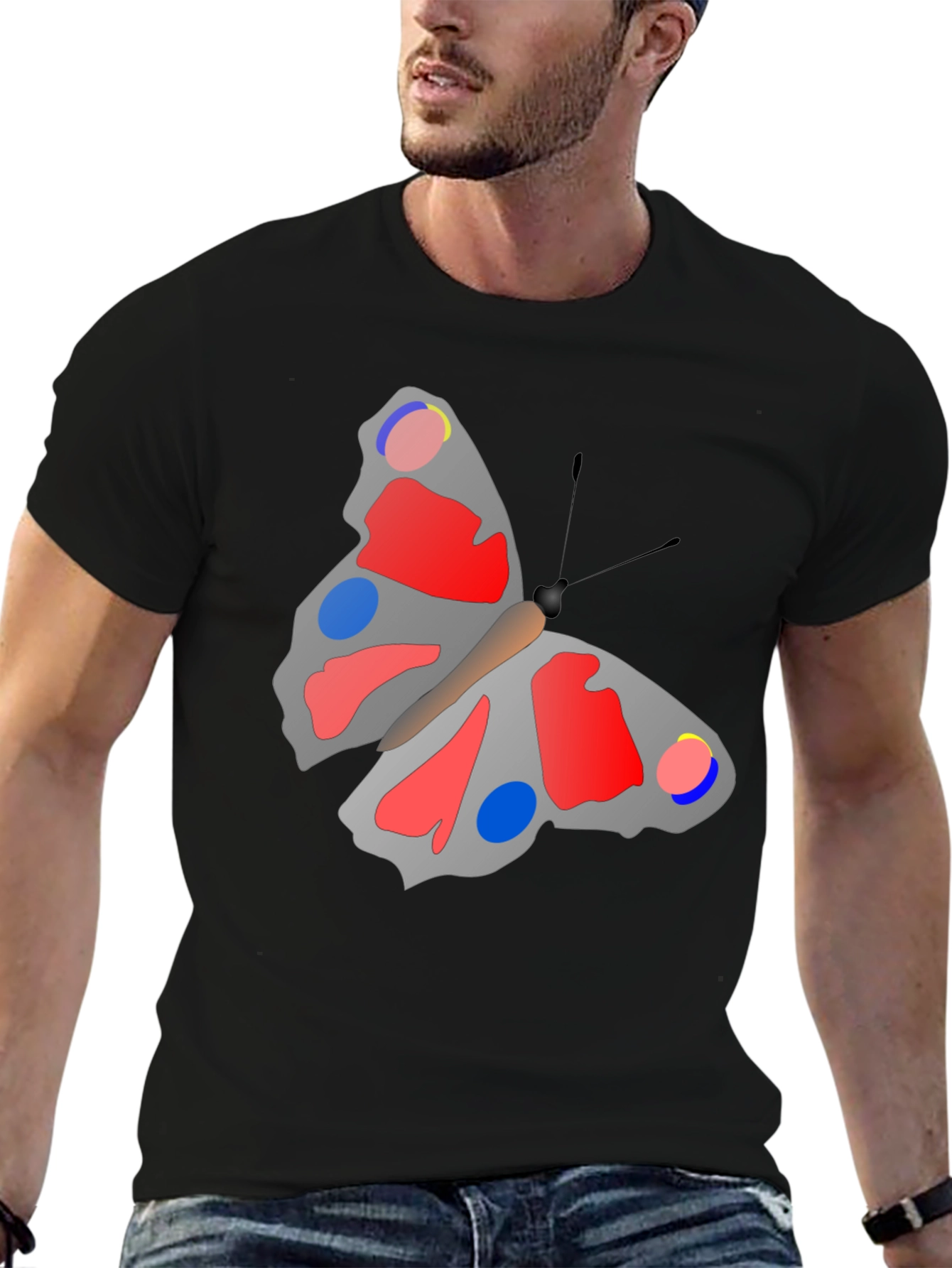Butterfly Graphic Print Black T-Shirt