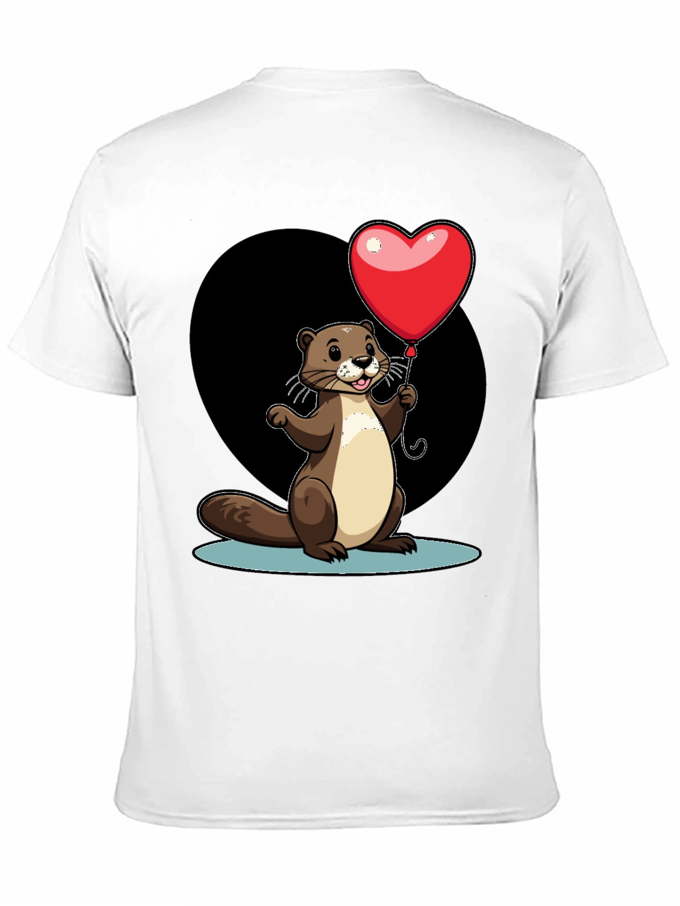 Heart Balloon Otter Graphic Tee - Valentines Day