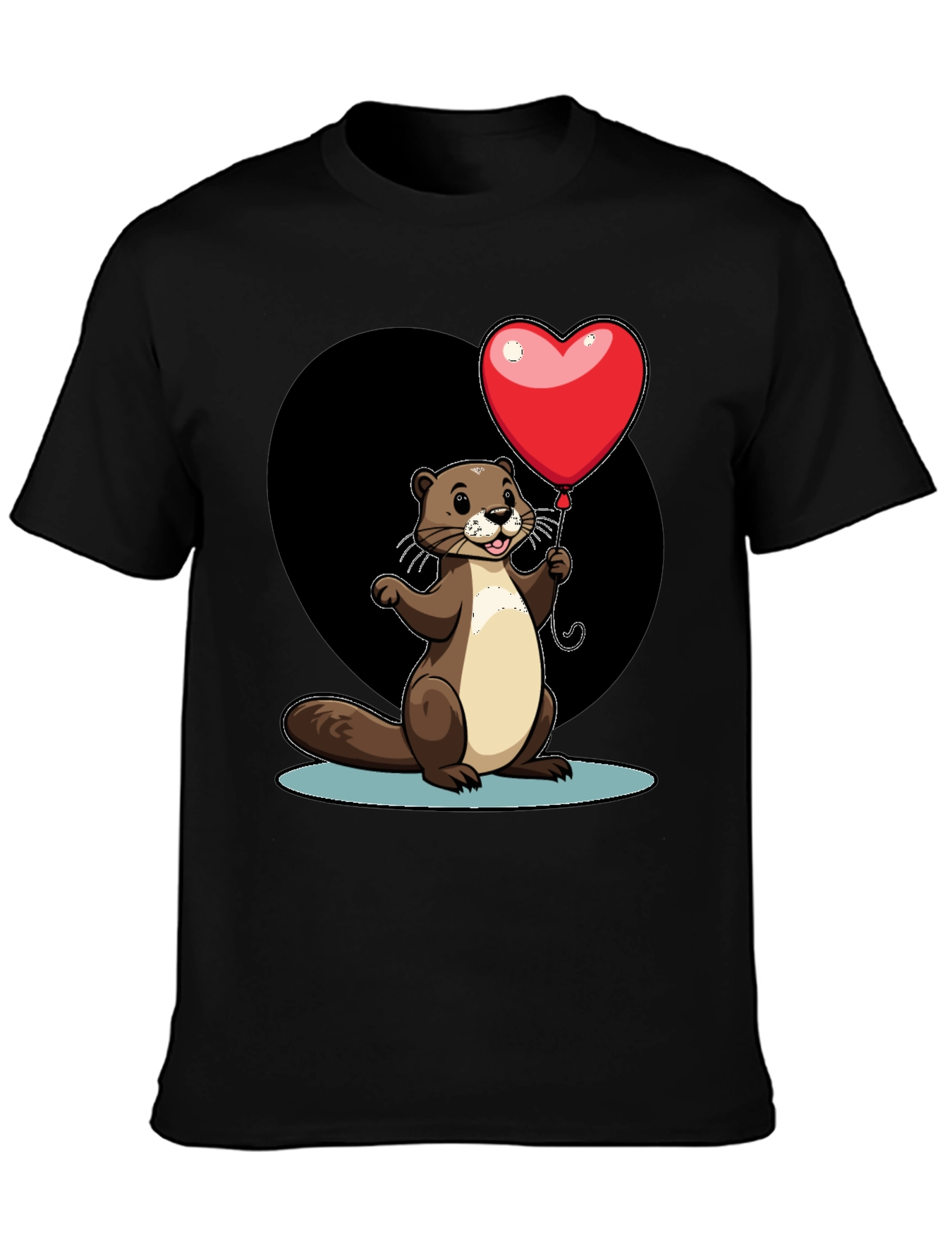 Heart Balloon Otter Graphic Tee - Valentines Day