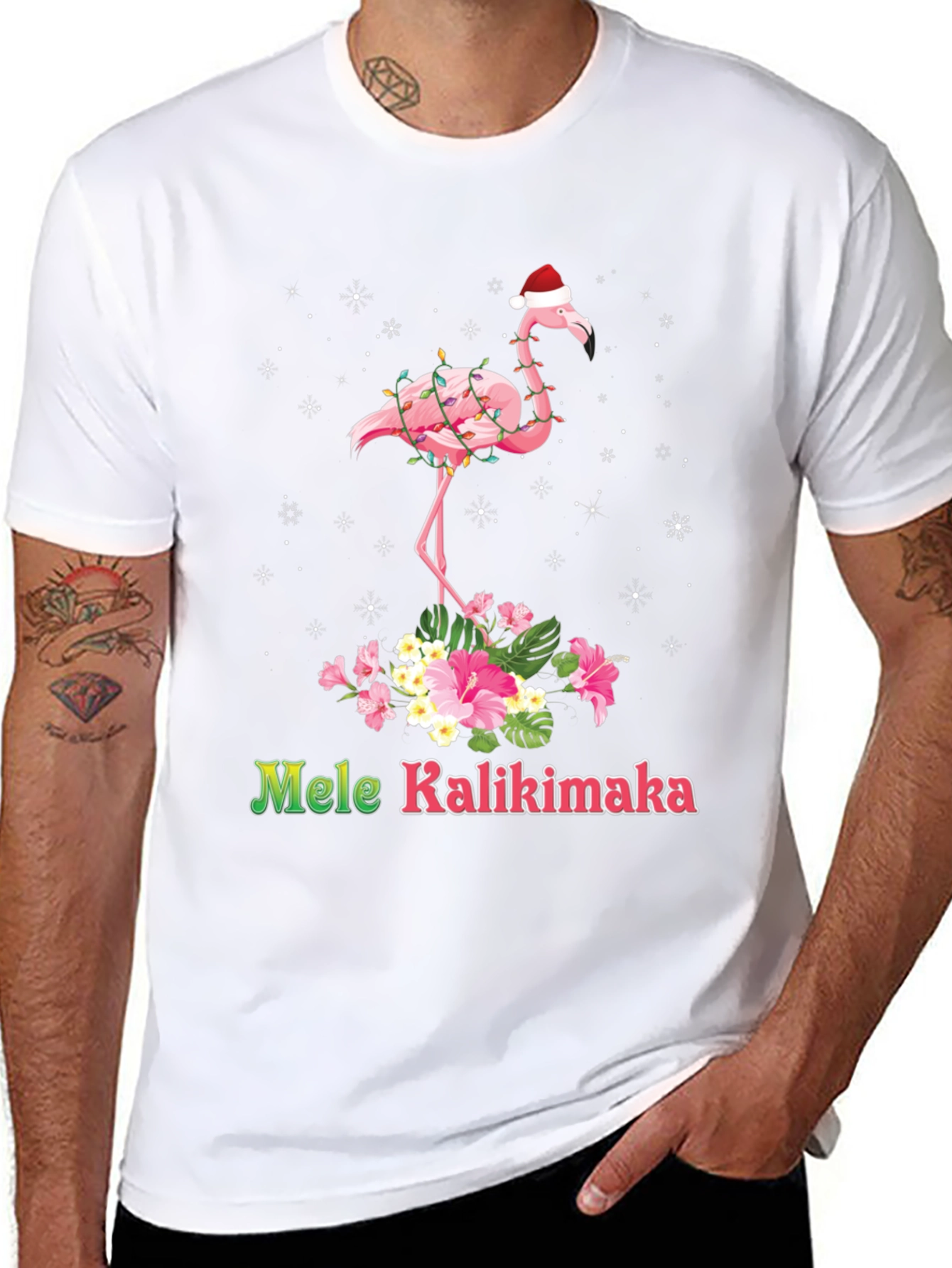 Mele Kalikimaka Flamingo Christmas T-Shirt