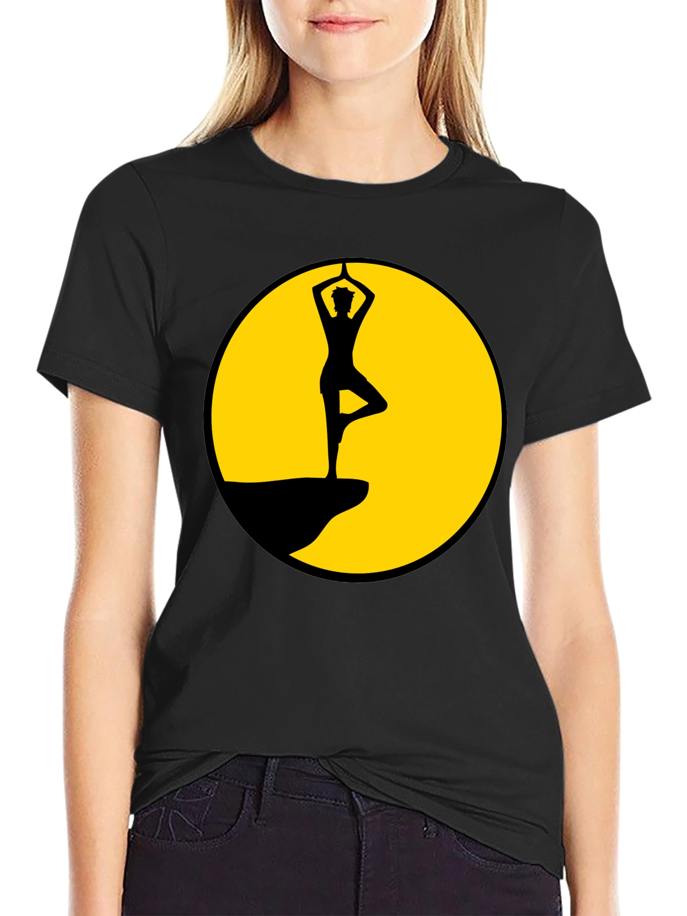 Yoga Tree Pose Black T-Shirt
