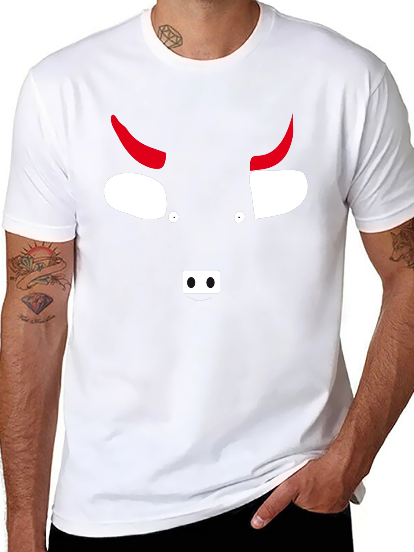 Devil Face Graphic Tee - Black Cotton T-Shirt