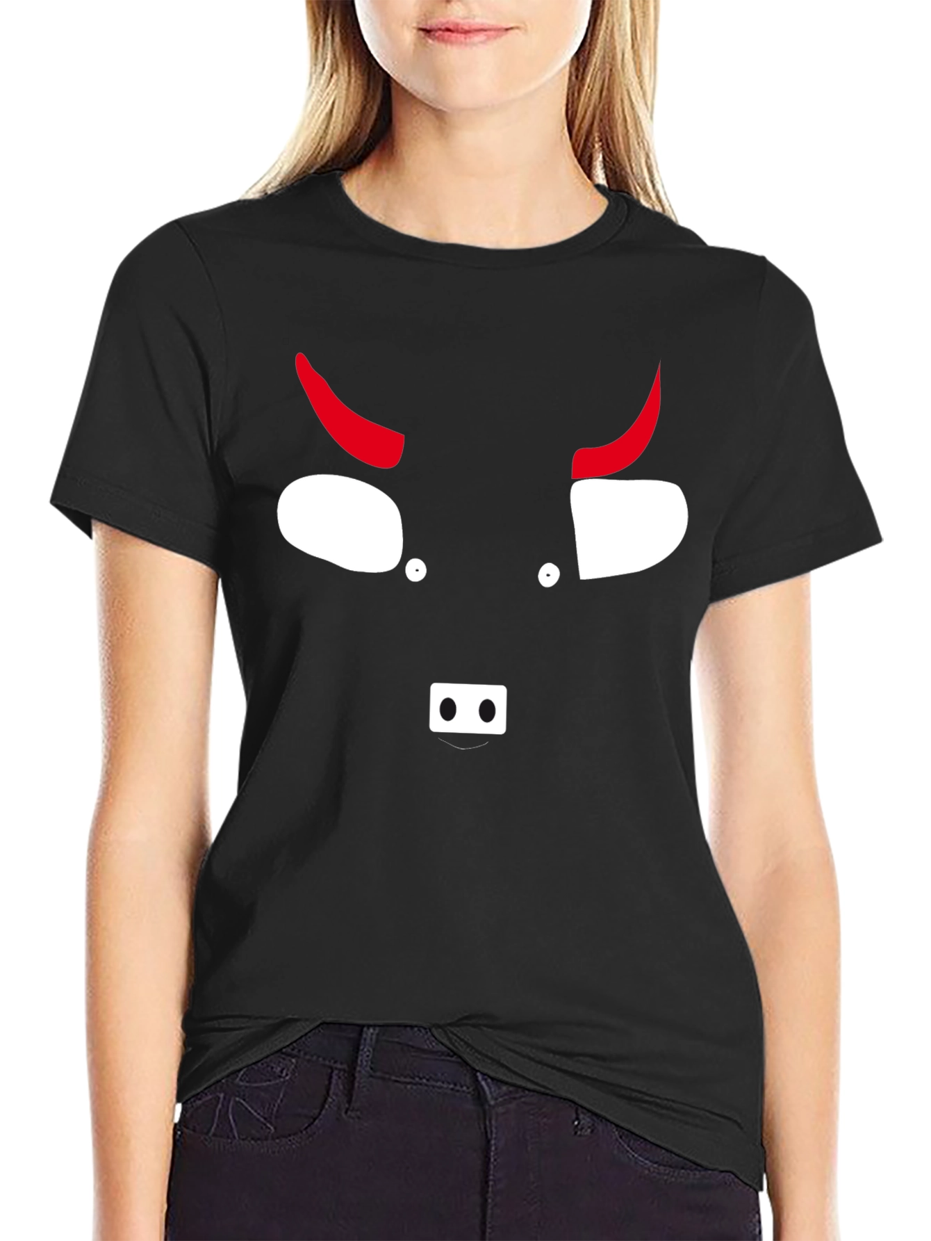 Devil Face Graphic Tee - Black Cotton T-Shirt