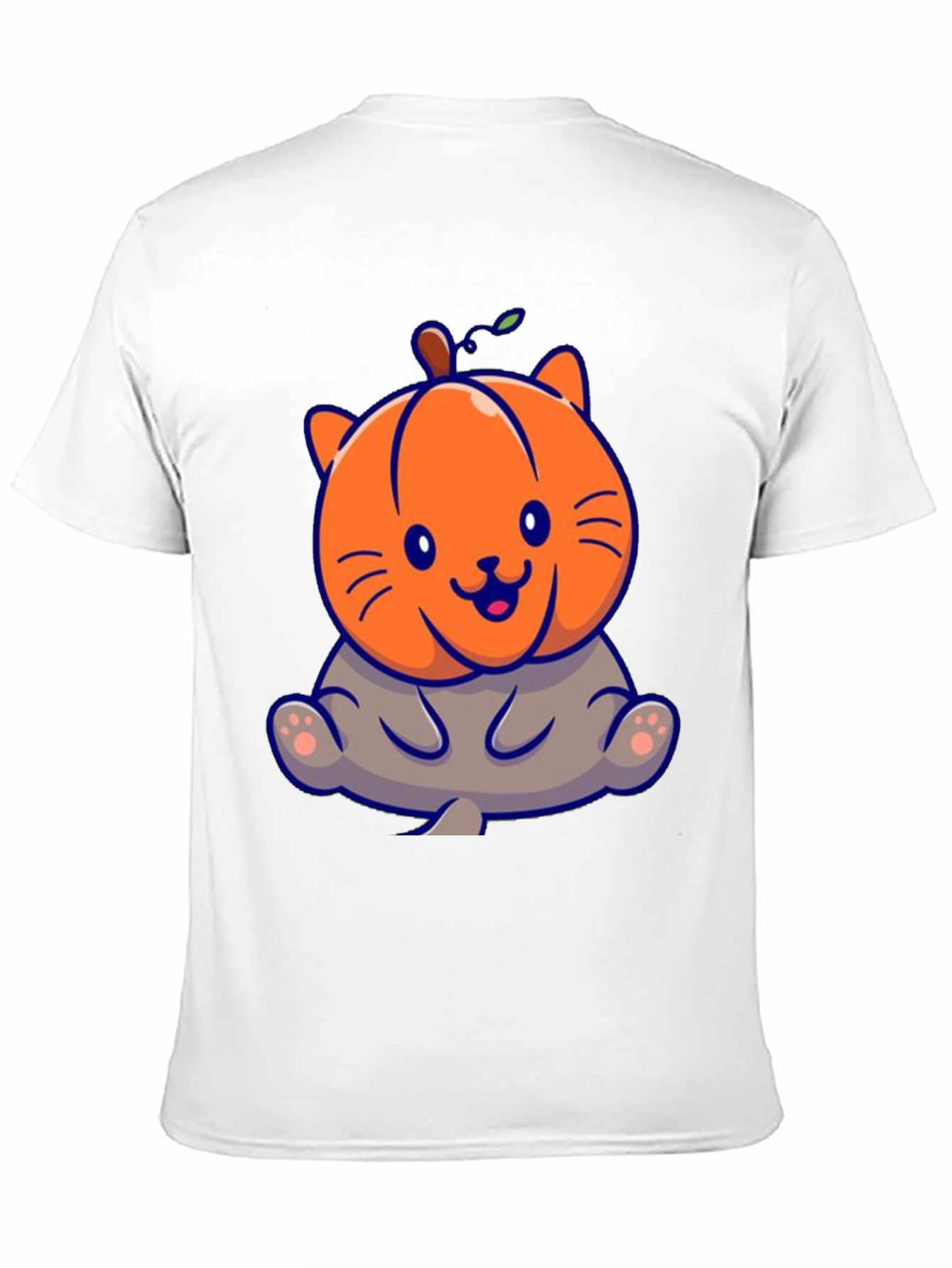 Cute Pumpkin Cat Black T-Shirt