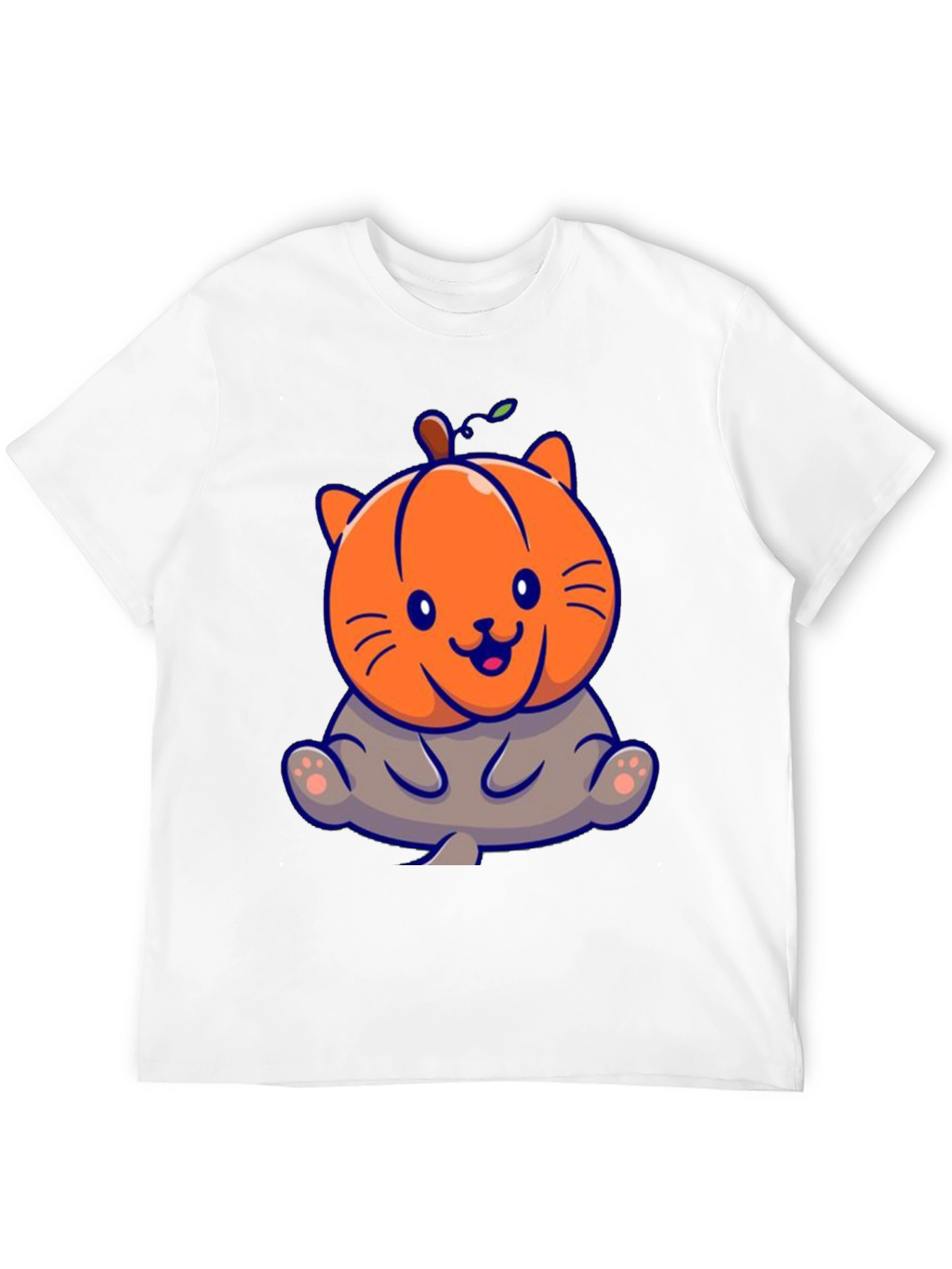 Cute Pumpkin Cat Black T-Shirt