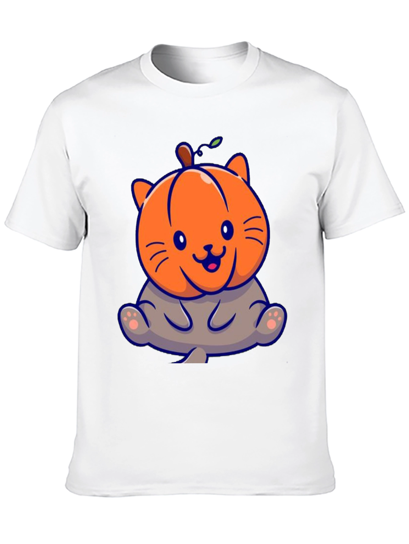 Cute Pumpkin Cat Black T-Shirt