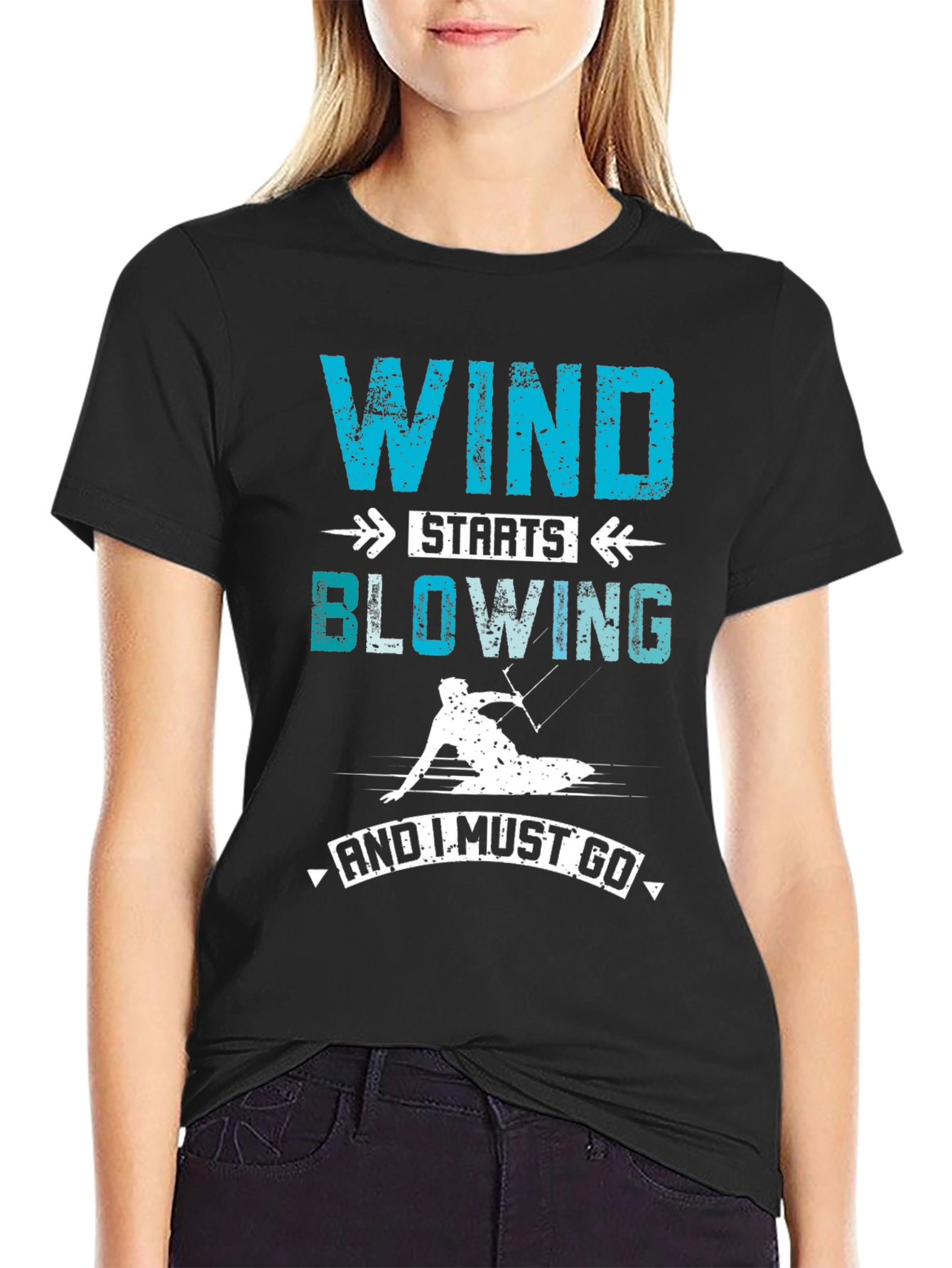 Wind Starts Blowing T-Shirt: Kitesurfing Graphic Tee