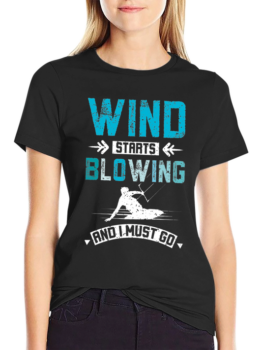 Wind Starts Blowing T-Shirt: Kitesurfing Graphic Tee