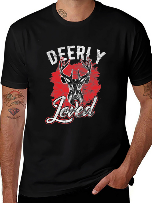 Deerly Loved Graphic Tee - Black Cotton T-Shirt