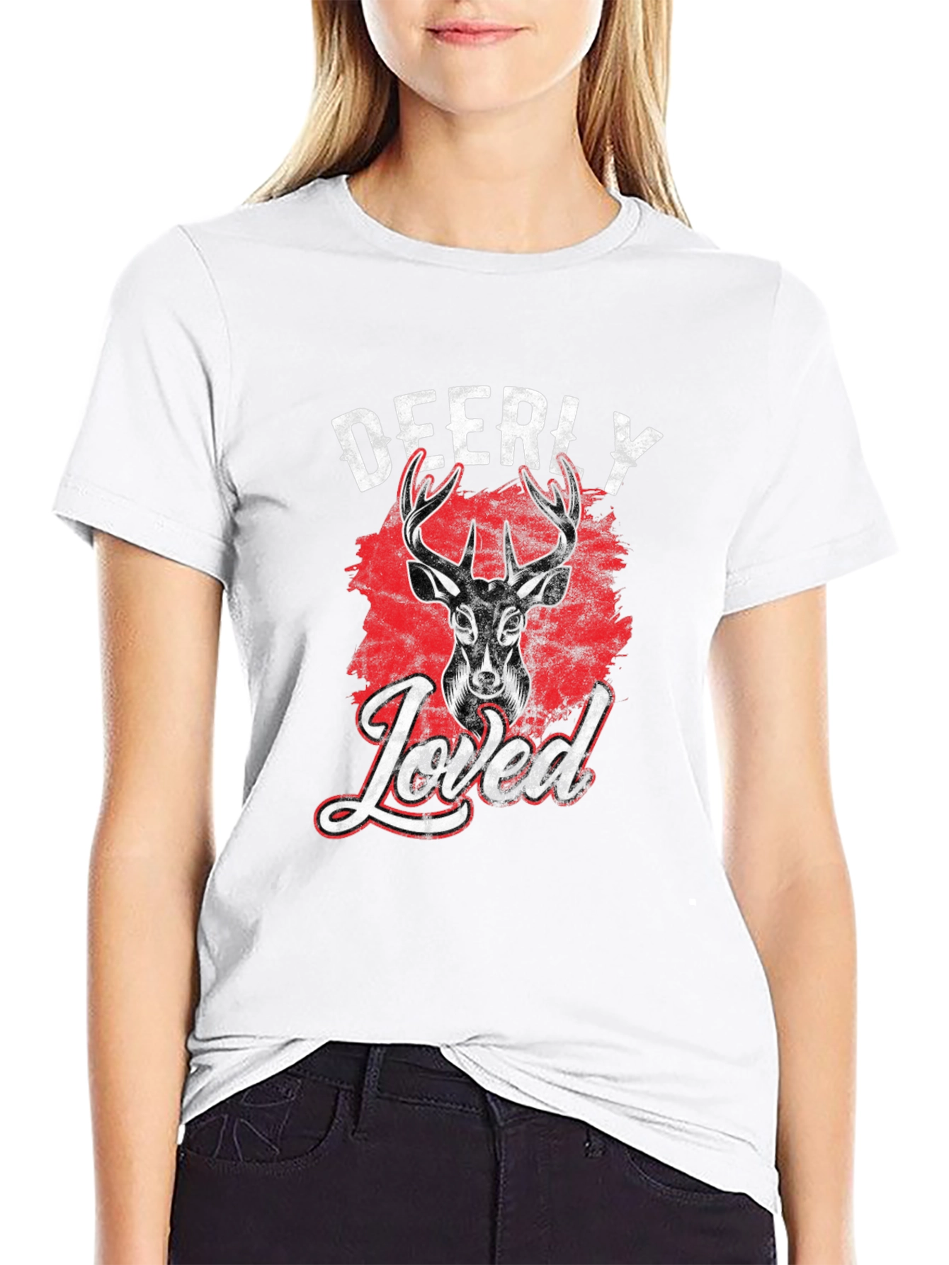 Deerly Loved Graphic Tee - Black Cotton T-Shirt