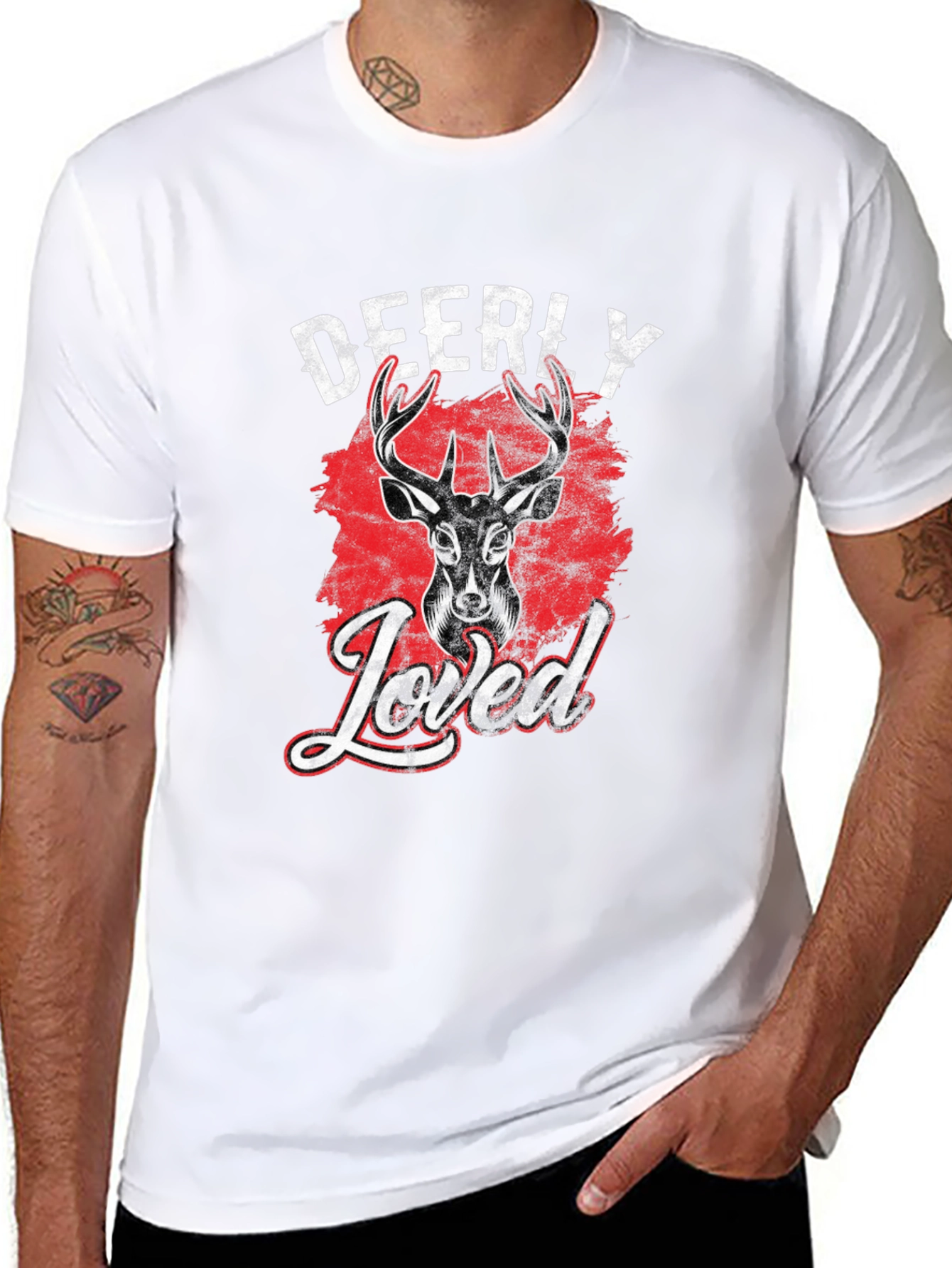 Deerly Loved Graphic Tee - Black Cotton T-Shirt