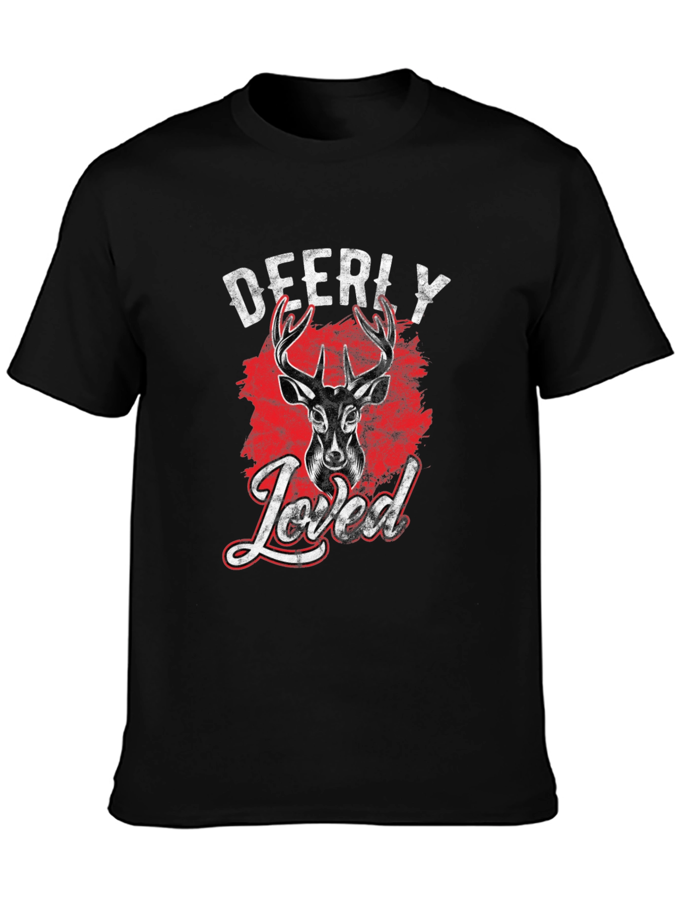 Deerly Loved Graphic Tee - Black Cotton T-Shirt