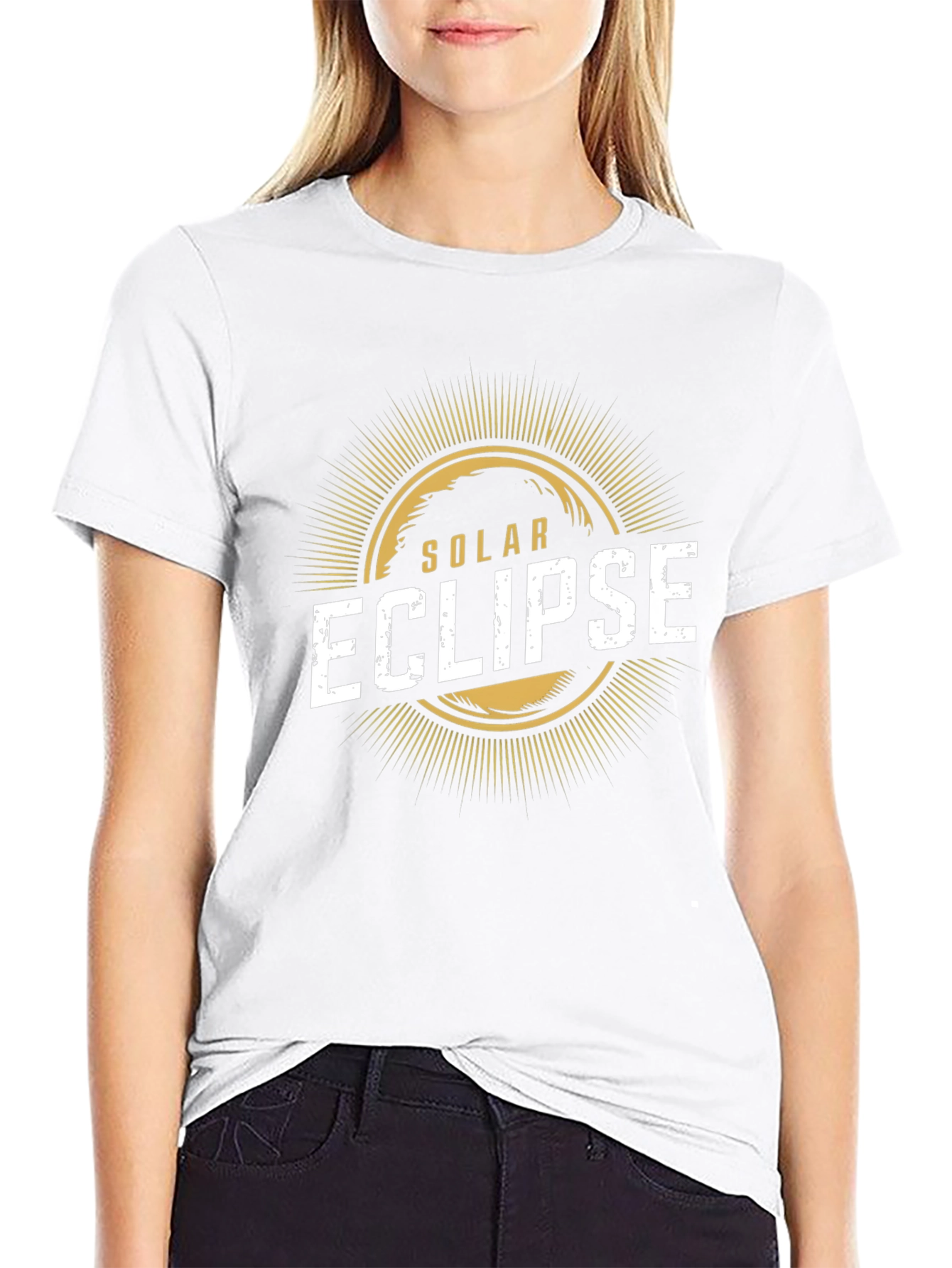 Solar Eclipse Graphic Print Black T-Shirt