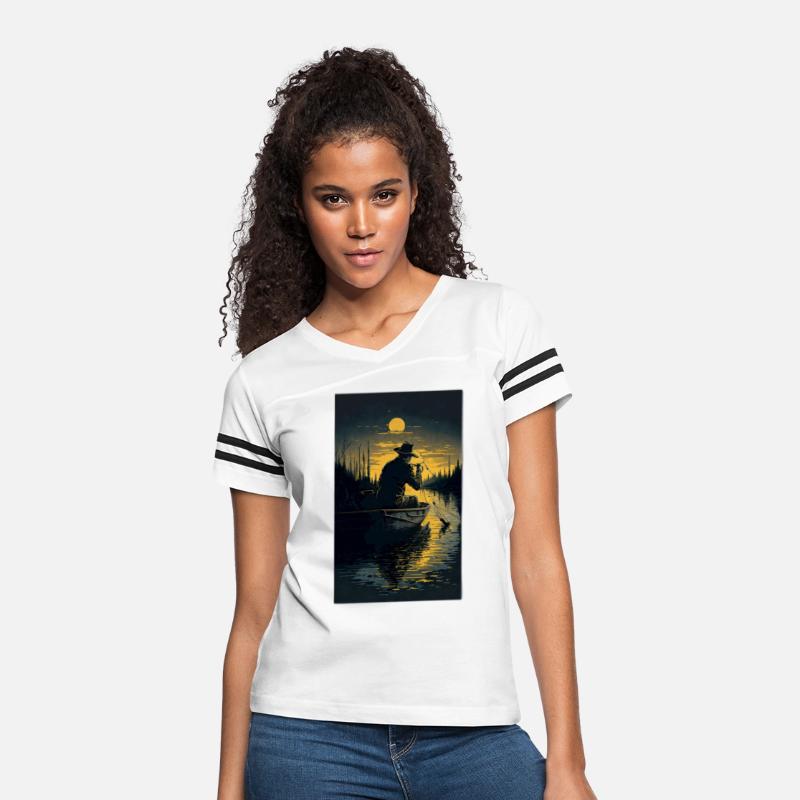 a men fishing at evening in the boat sticker