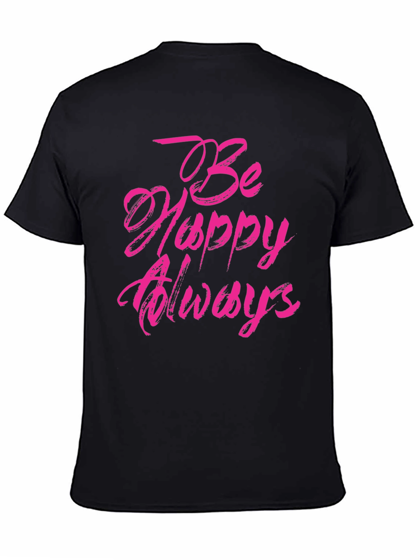 Be Happy Always Black Graphic Tee
