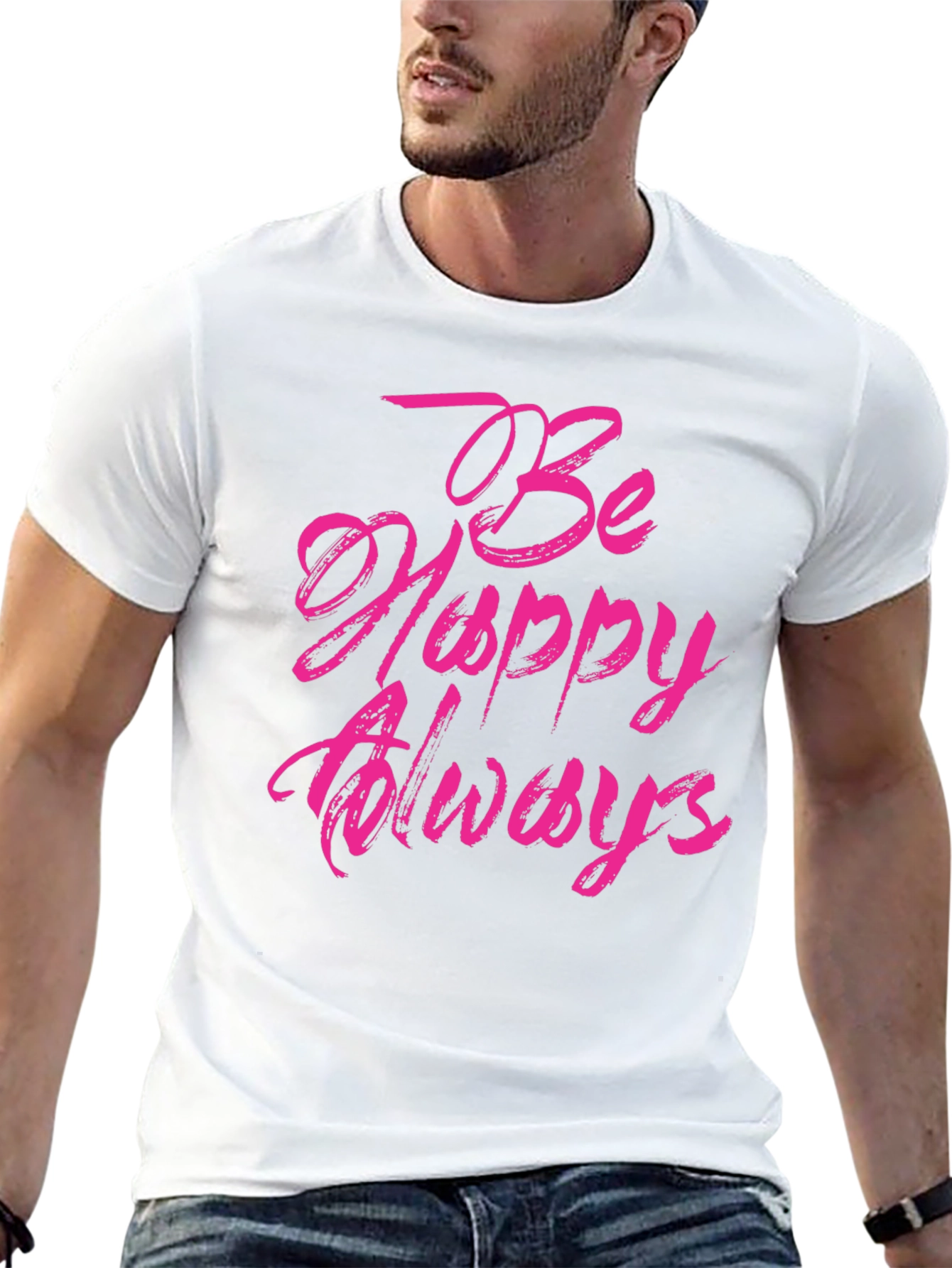 Be Happy Always Black Graphic Tee