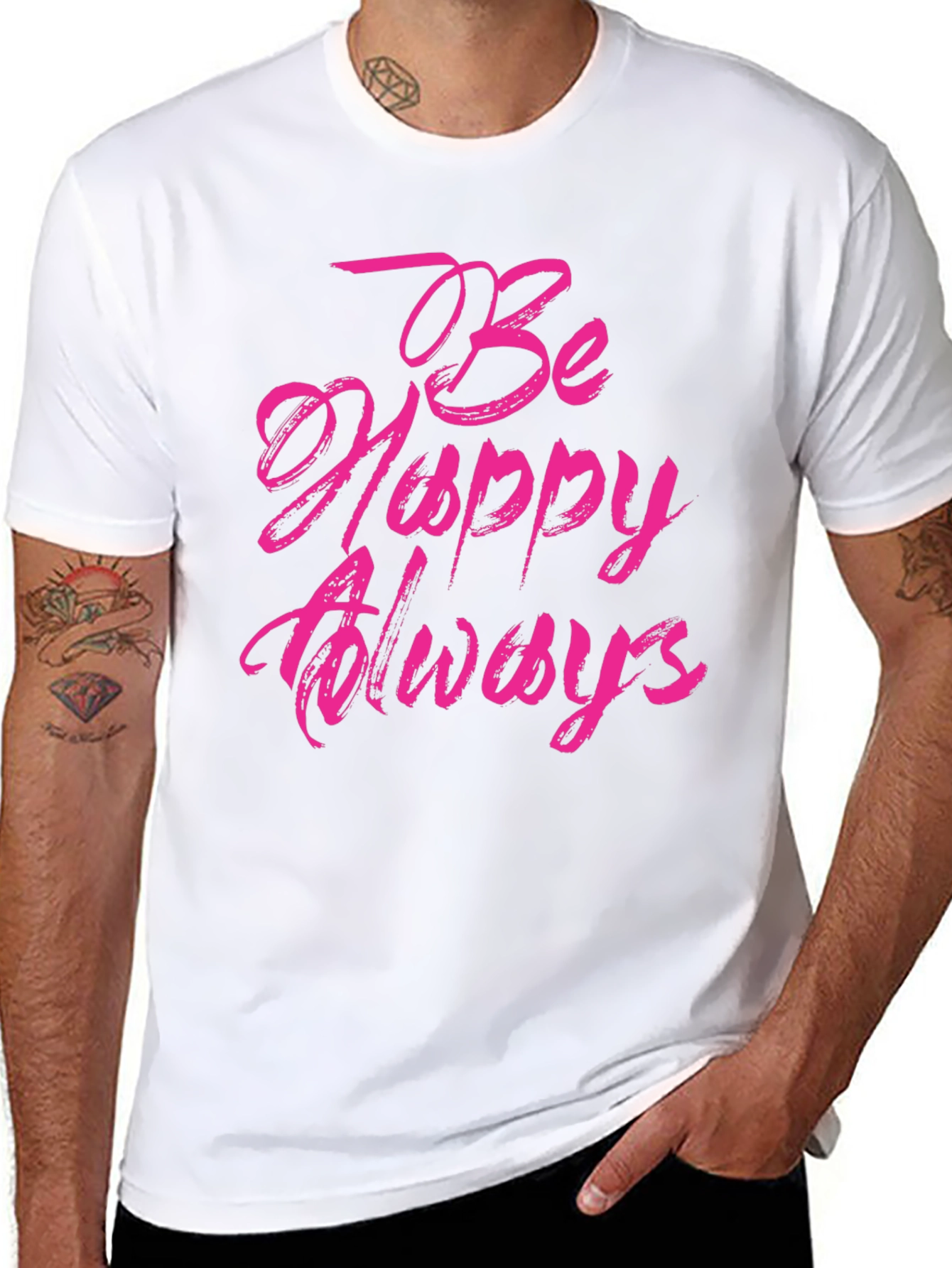 Be Happy Always Black Graphic Tee