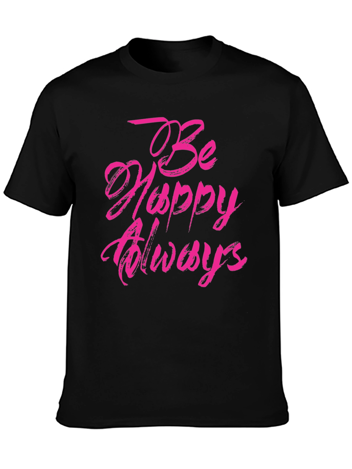 Be Happy Always Black Graphic Tee