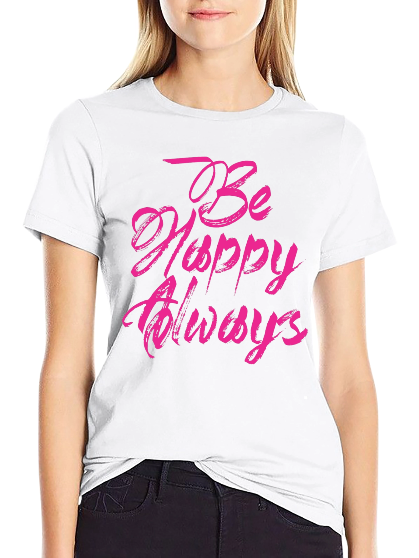 Be Happy Always Black Graphic Tee