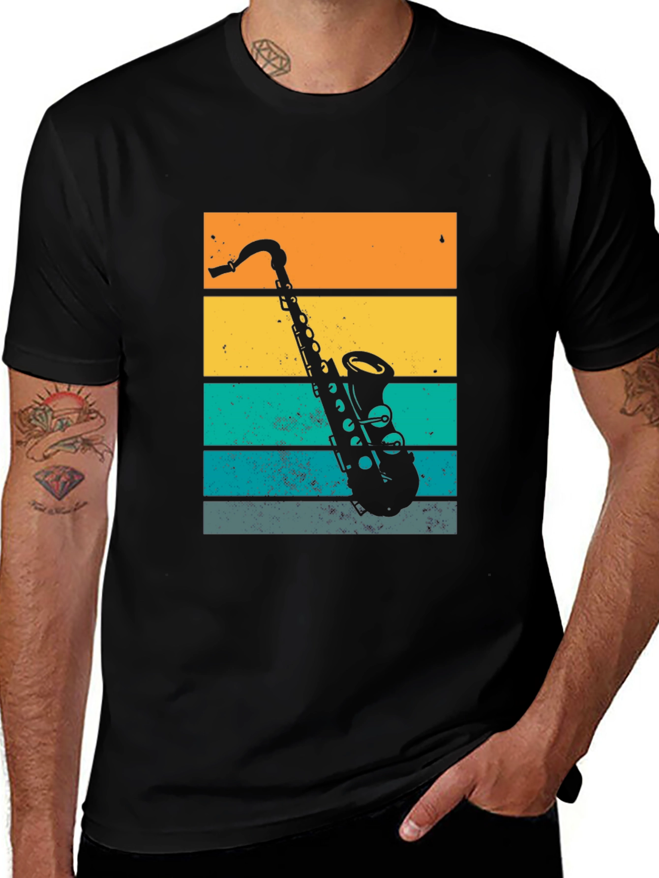 Retro Saxophone Graphic T-Shirt