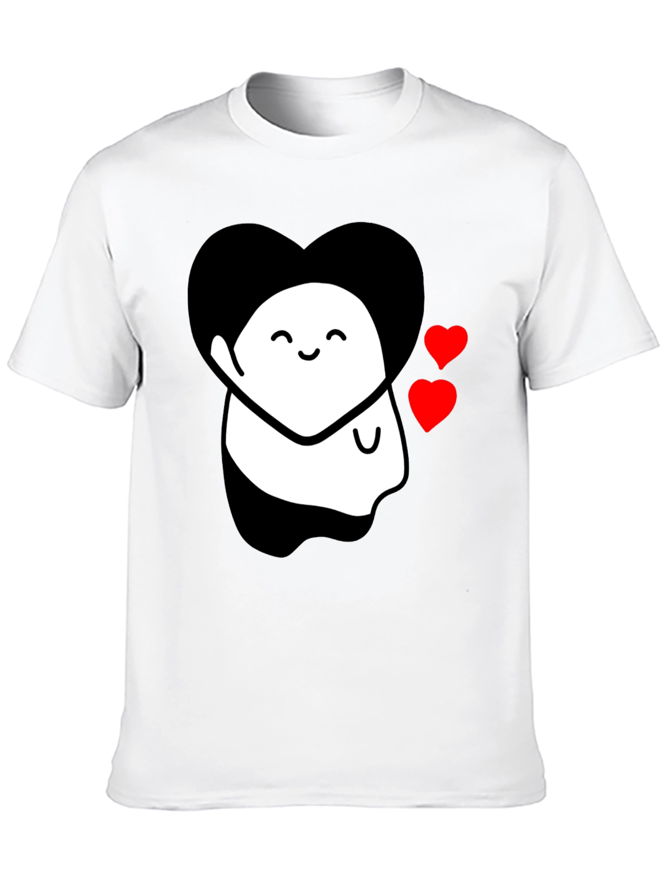 Cute Ghost With Heart Graphic Black T-Shirt
