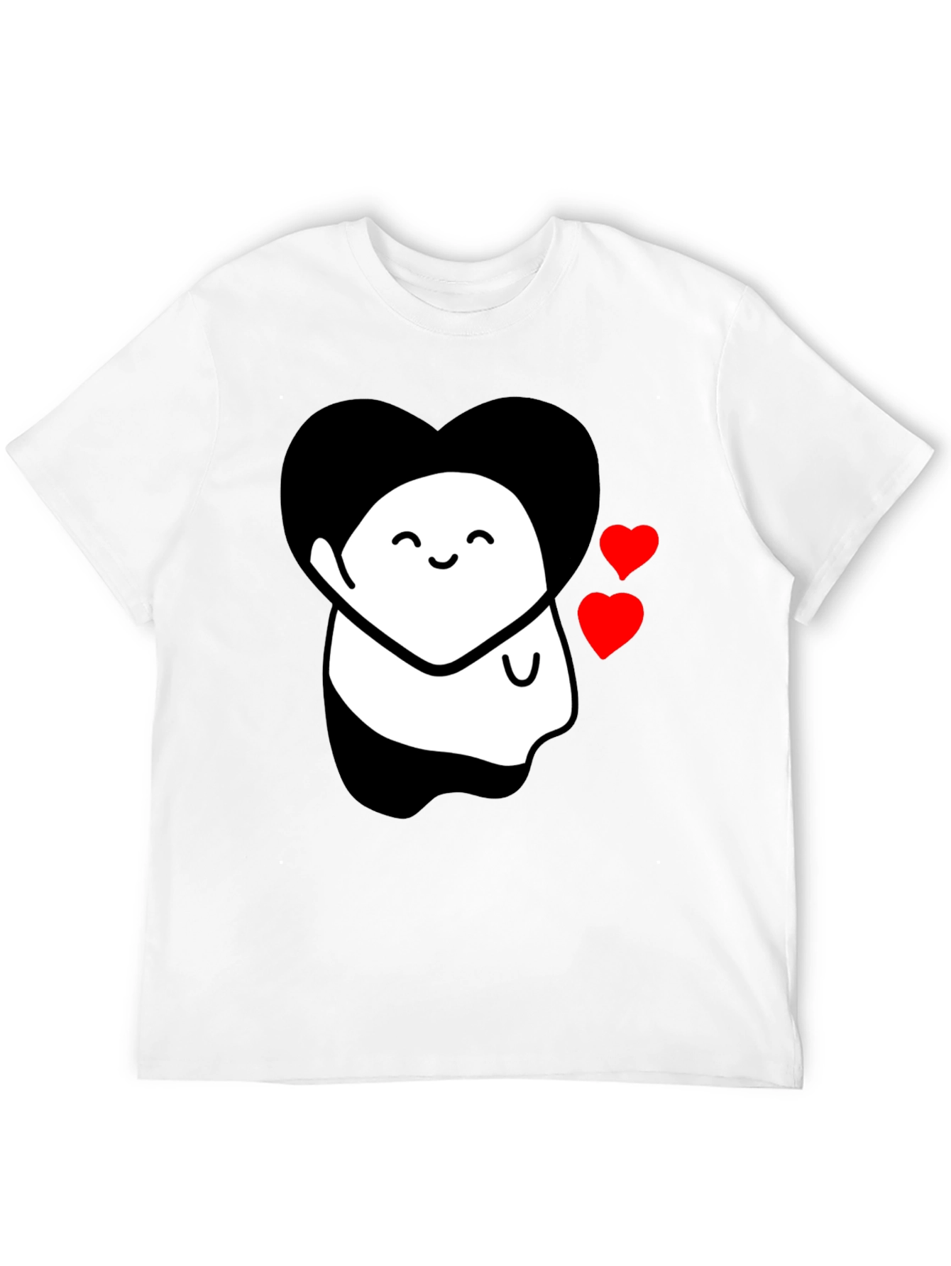 Cute Ghost With Heart Graphic Black T-Shirt
