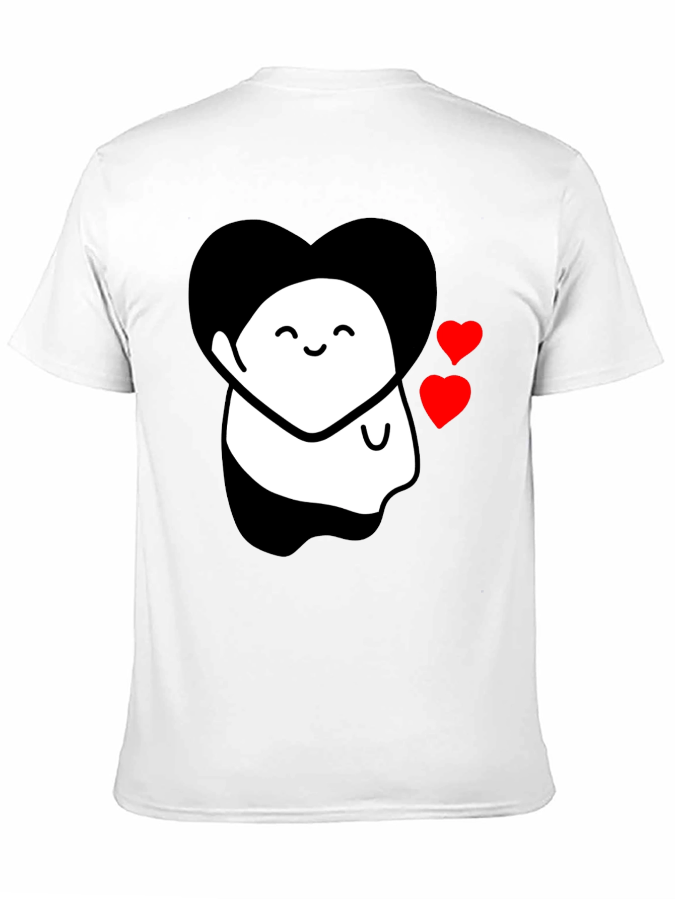 Cute Ghost With Heart Graphic Black T-Shirt