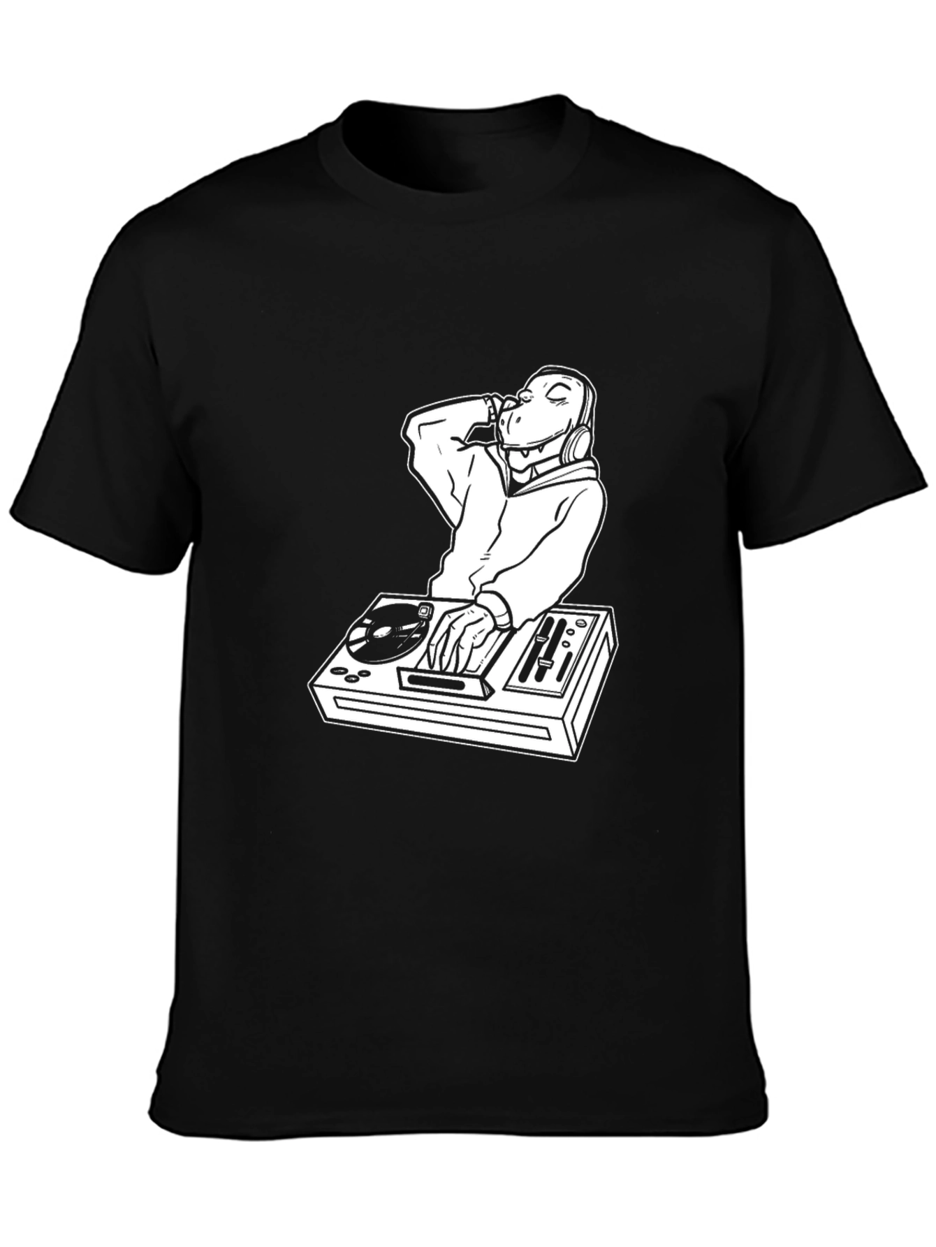DJ Dino Black T-Shirt - Cool Graphic Tee