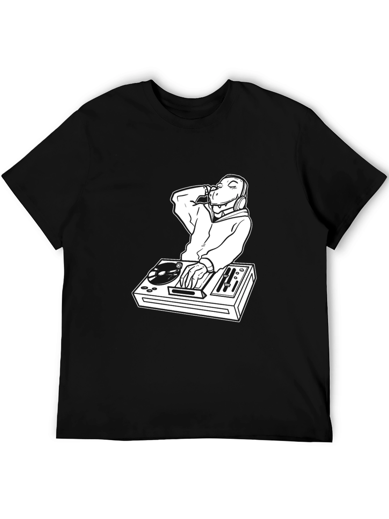 DJ Dino Black T-Shirt - Cool Graphic Tee