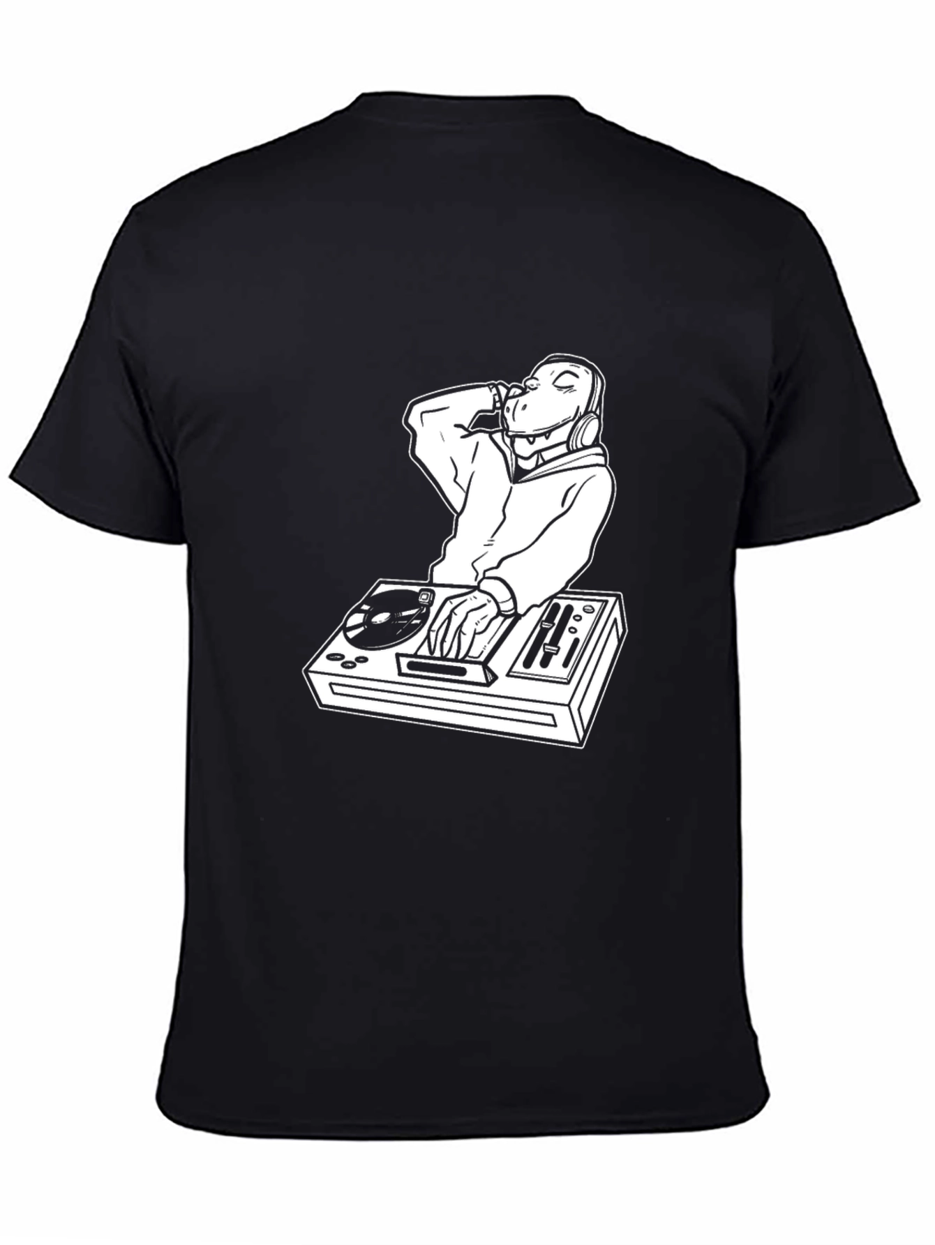 DJ Dino Black T-Shirt - Cool Graphic Tee