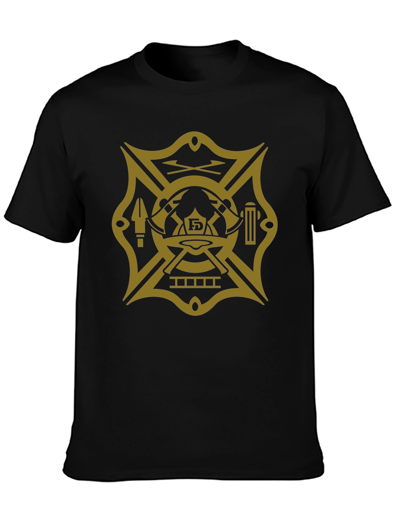 Firefighter Maltese Cross Graphic Tee - Black