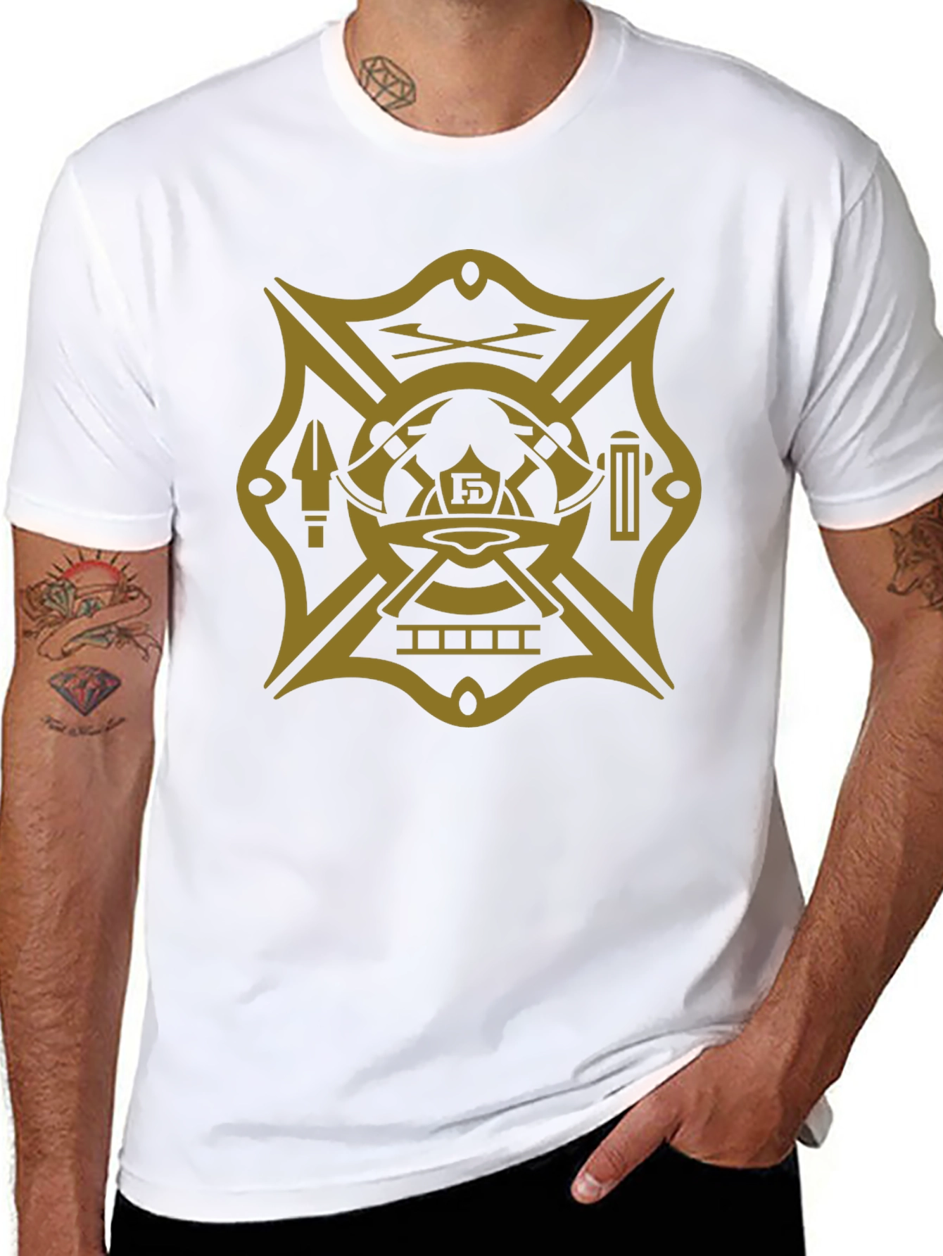 Firefighter Maltese Cross Graphic Tee - Black