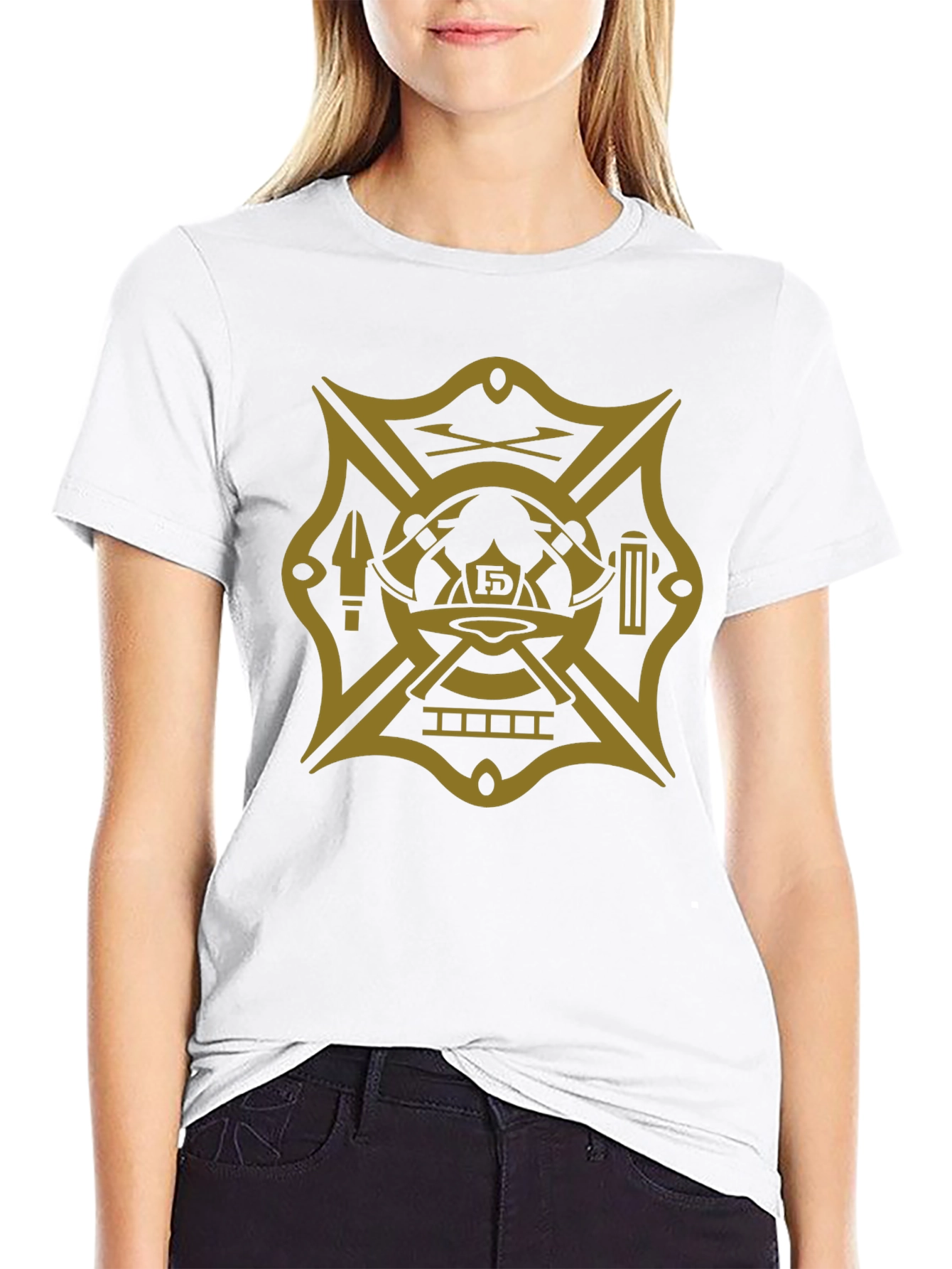 Firefighter Maltese Cross Graphic Tee - Black