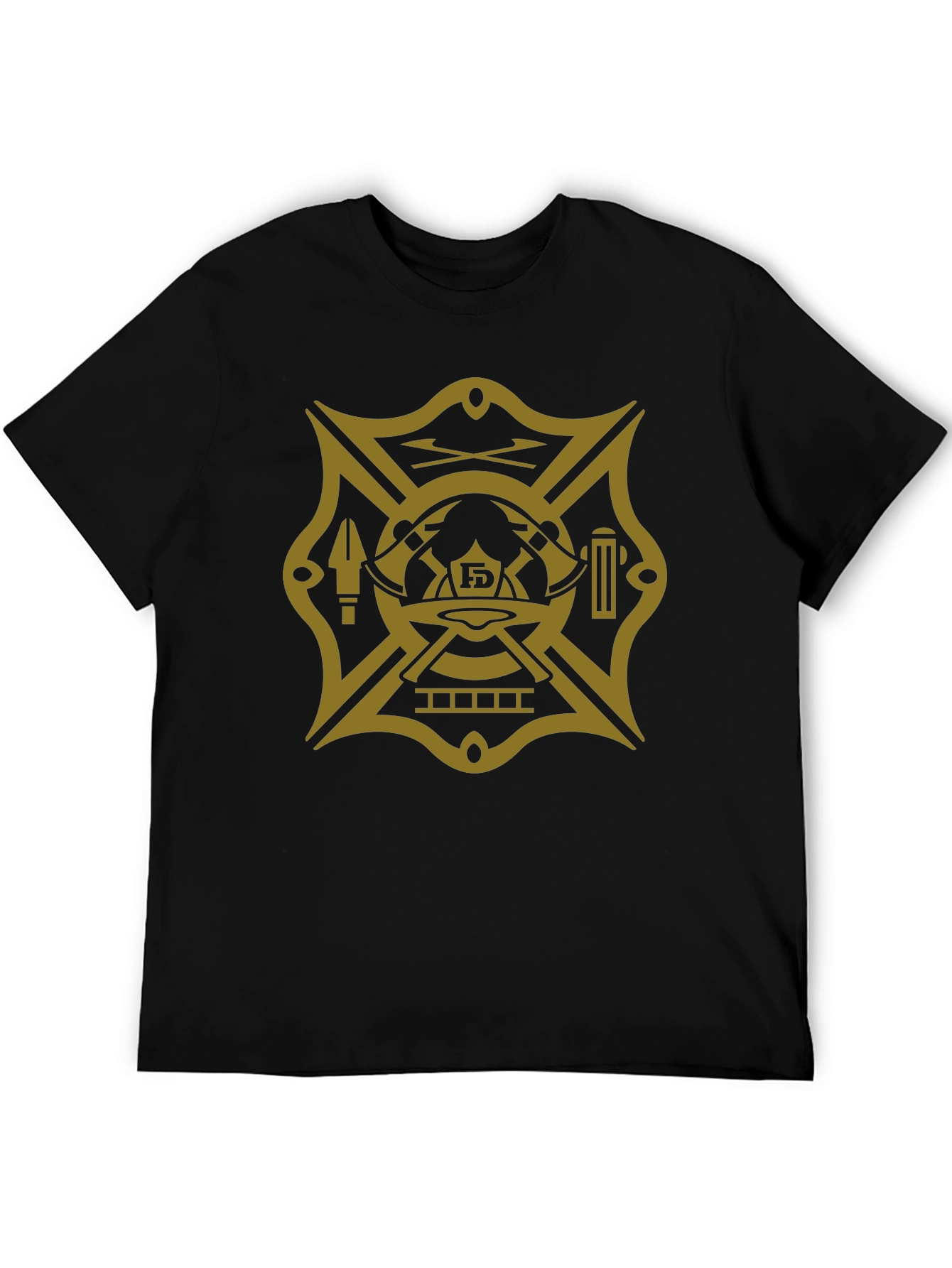 Firefighter Maltese Cross Graphic Tee - Black