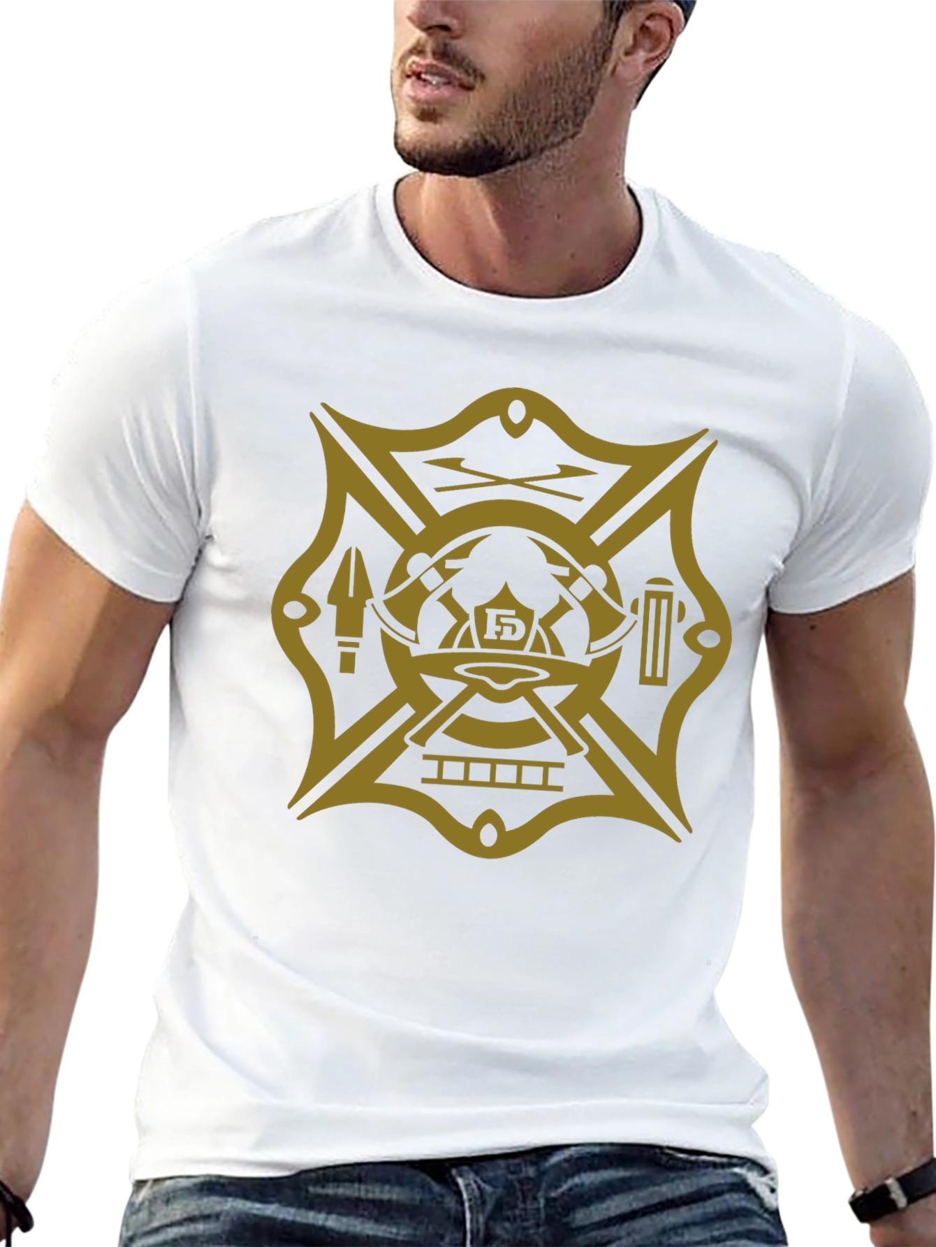 Firefighter Maltese Cross Graphic Tee - Black