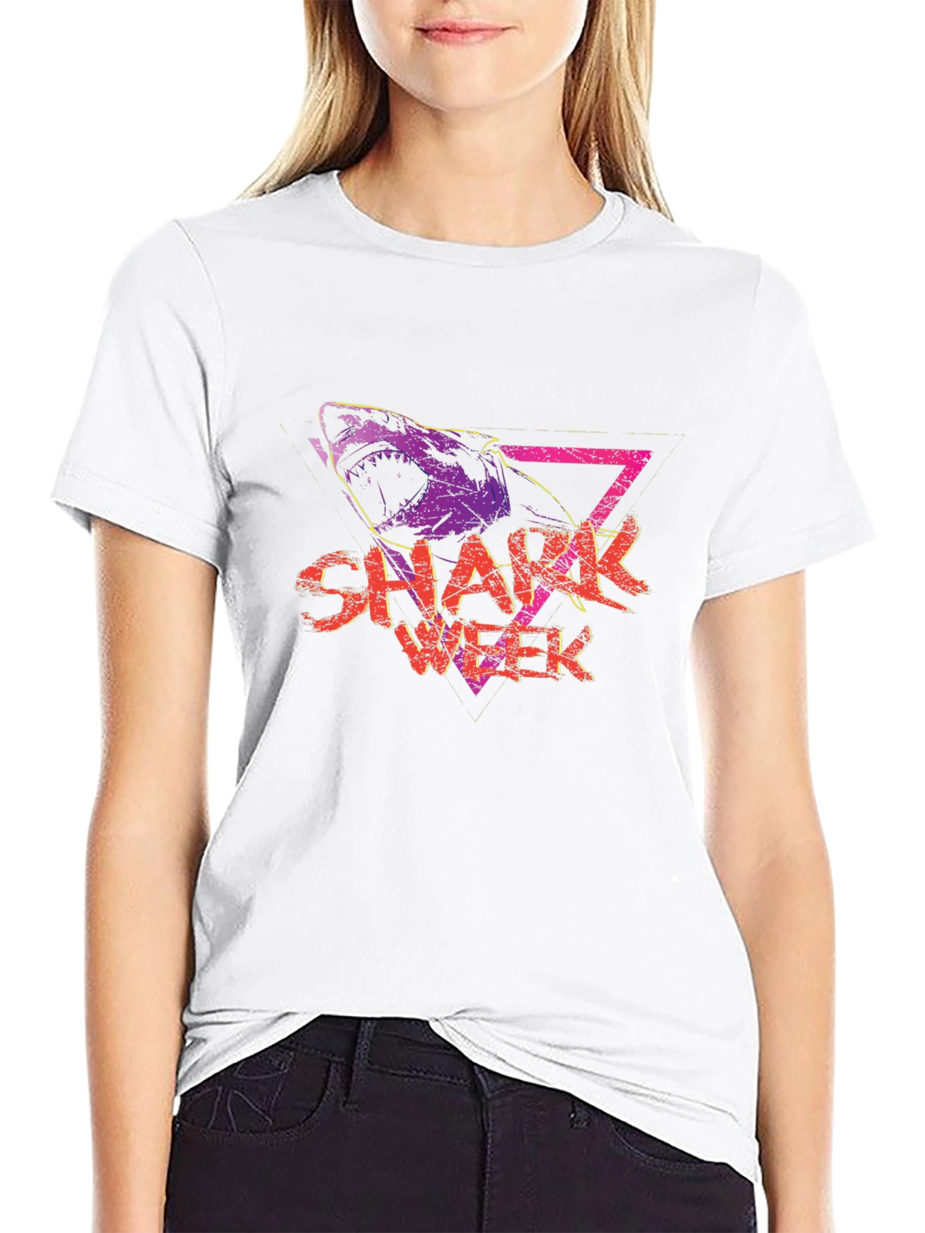 Shark Week Graphic Tee - Retro Style Black T-Shirt