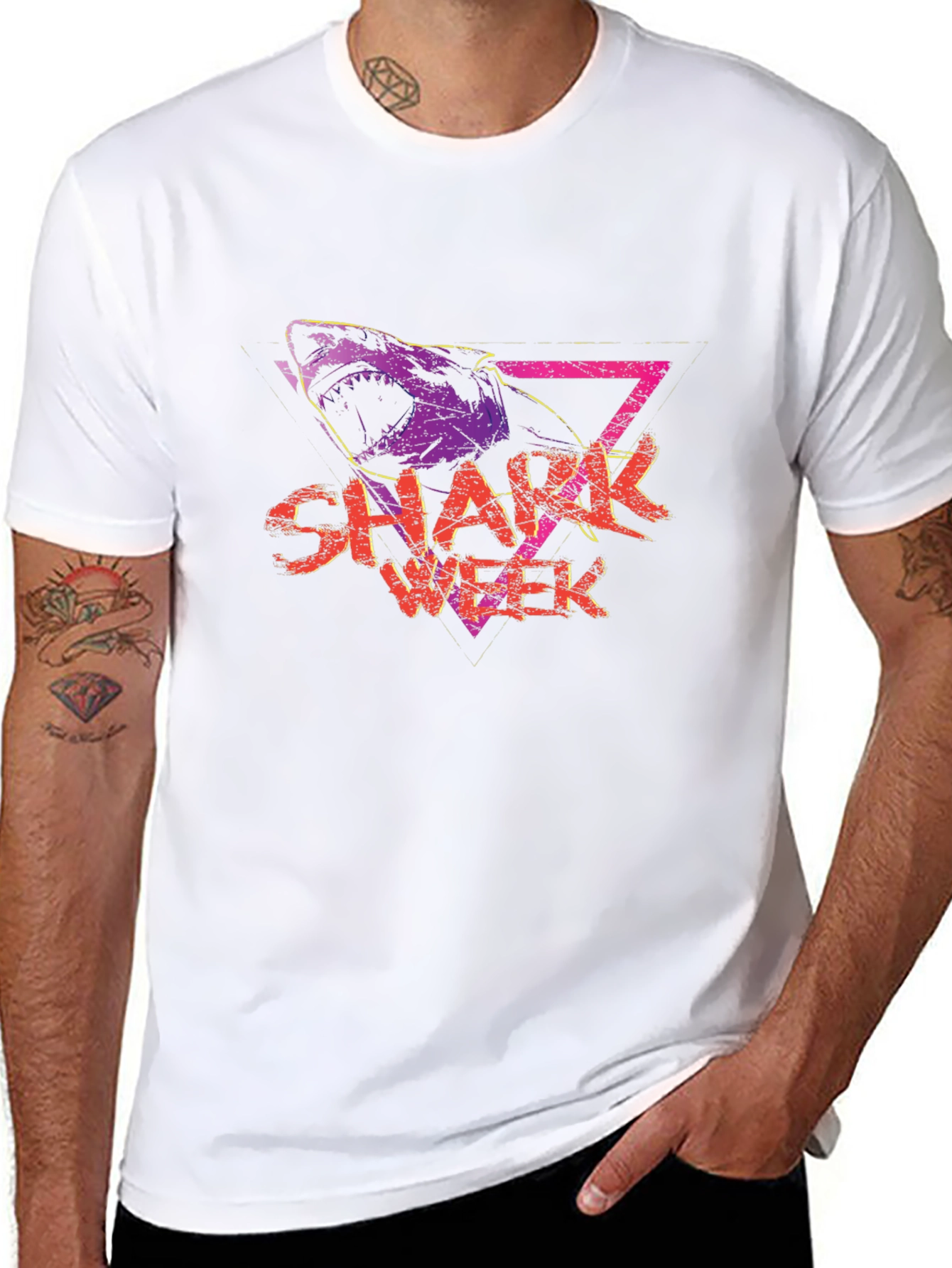 Shark Week Graphic Tee - Retro Style Black T-Shirt