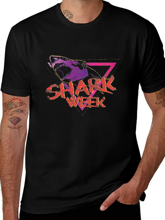 Shark Week Graphic Tee - Retro Style Black T-Shirt