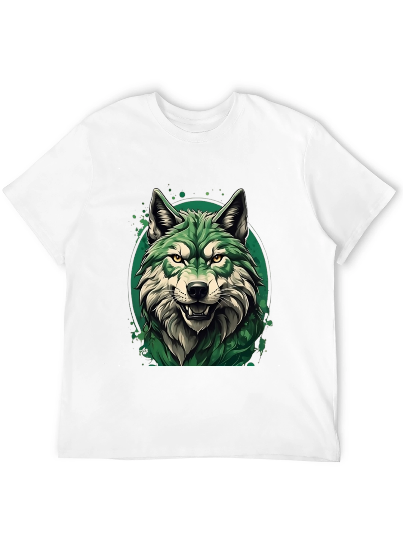 Green Wolf Graphic T-Shirt - Stylish Animal Tee